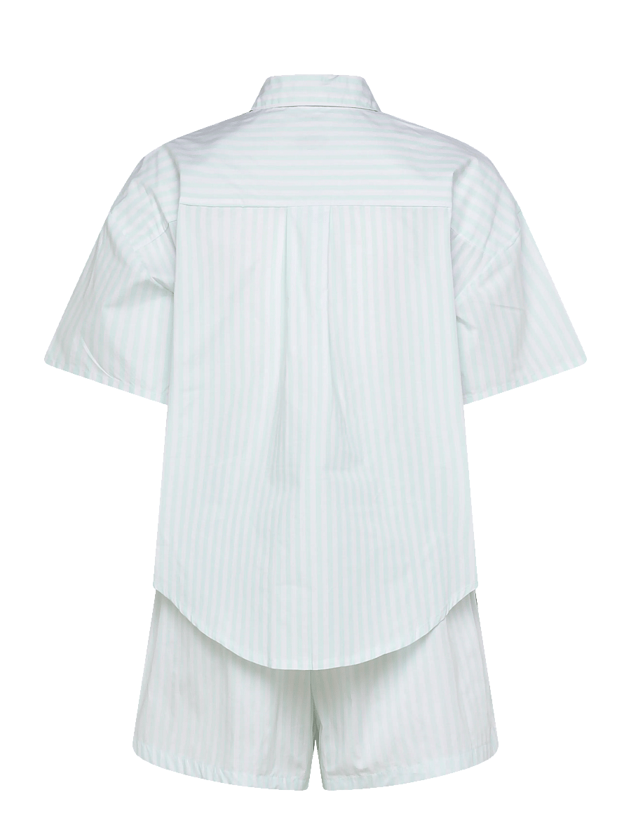 Calvin Klein - S/S SHIRT SHORT SET - pyjamas - penny stripe feel the mint - 1