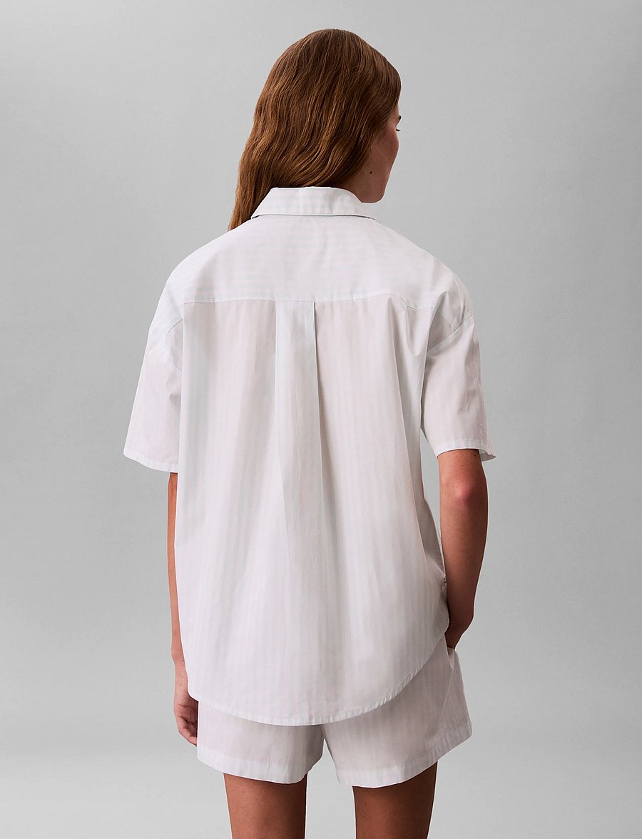Calvin Klein - S/S SHIRT SHORT SET - pyjamas - penny stripe feel the mint - 5