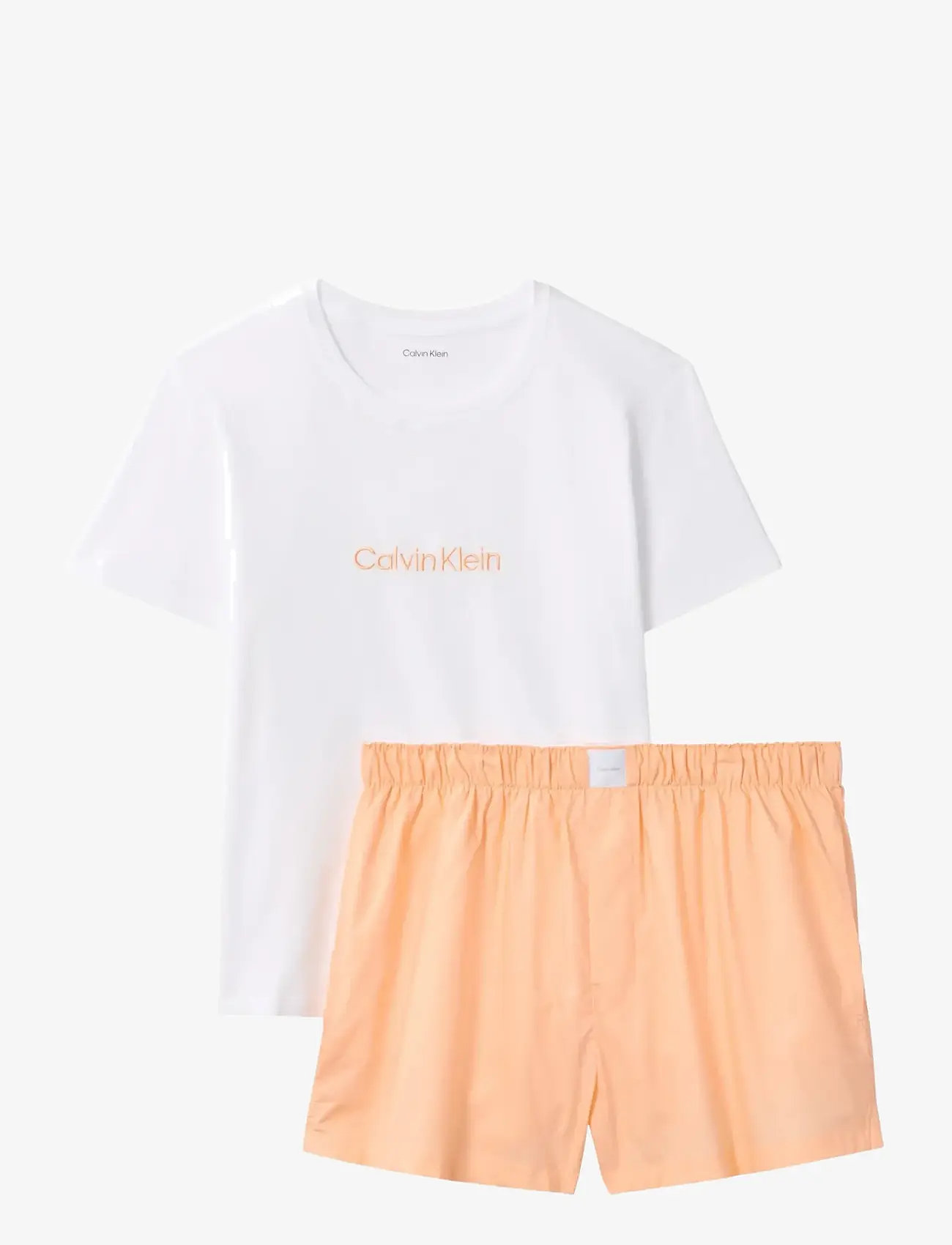 Calvin Klein - S/S TEE SHORT SET - pyjamas - classic white top w  peach bliss sh - 1