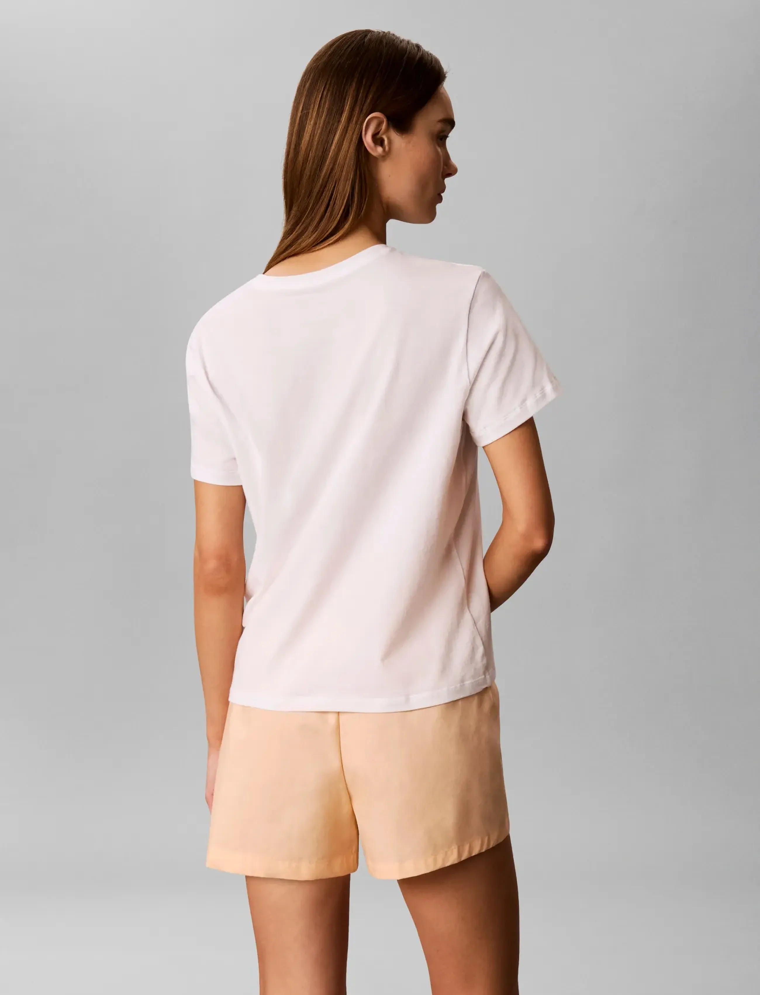 Calvin Klein - S/S TEE SHORT SET - pyjamas - classic white top w  peach bliss sh - 2