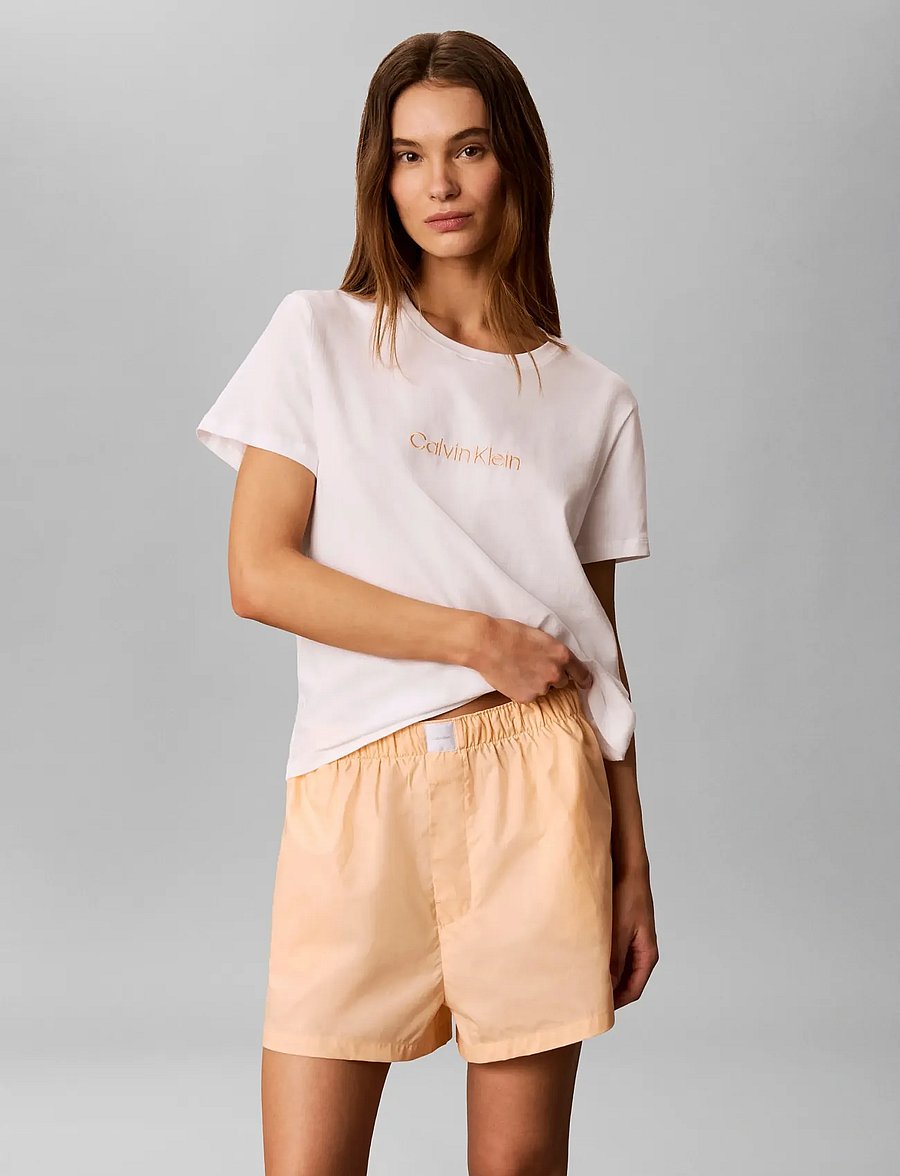 Calvin Klein - S/S TEE SHORT SET - pyjamas - classic white top w peach bliss sh - 3