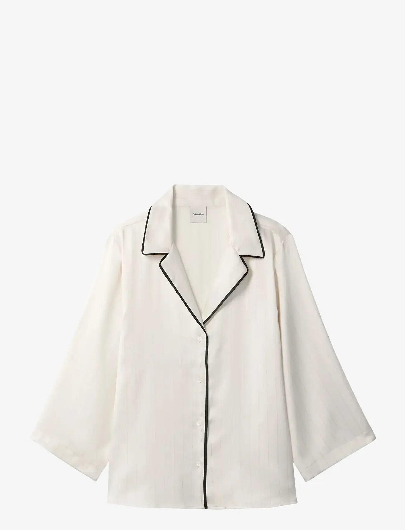Calvin Klein - SATIN SS SHIRT - overdele - dotted logo pinstripe ivory - 1