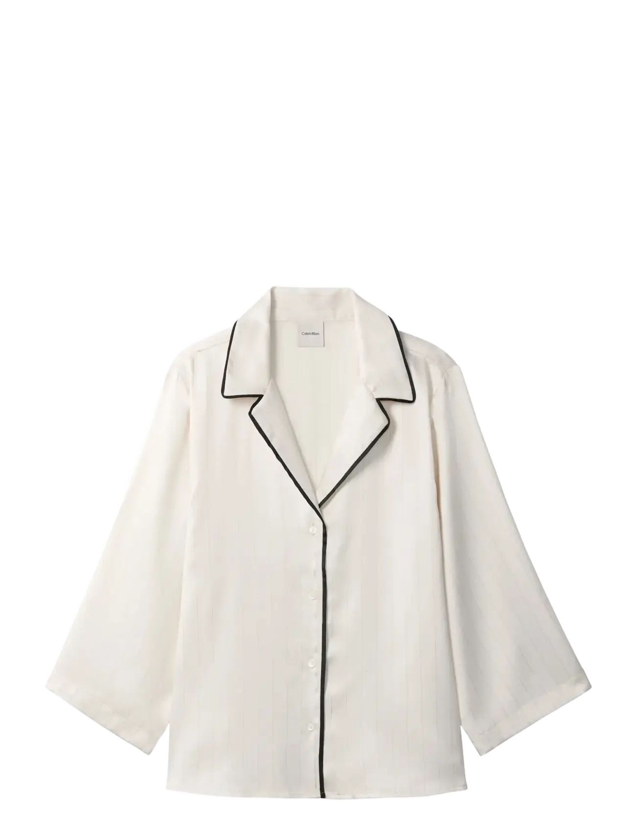 Calvin Klein SATIN SS SHIRT - Unterwäsche - DOTTED LOGO PINSTRIPE IVORY / cream