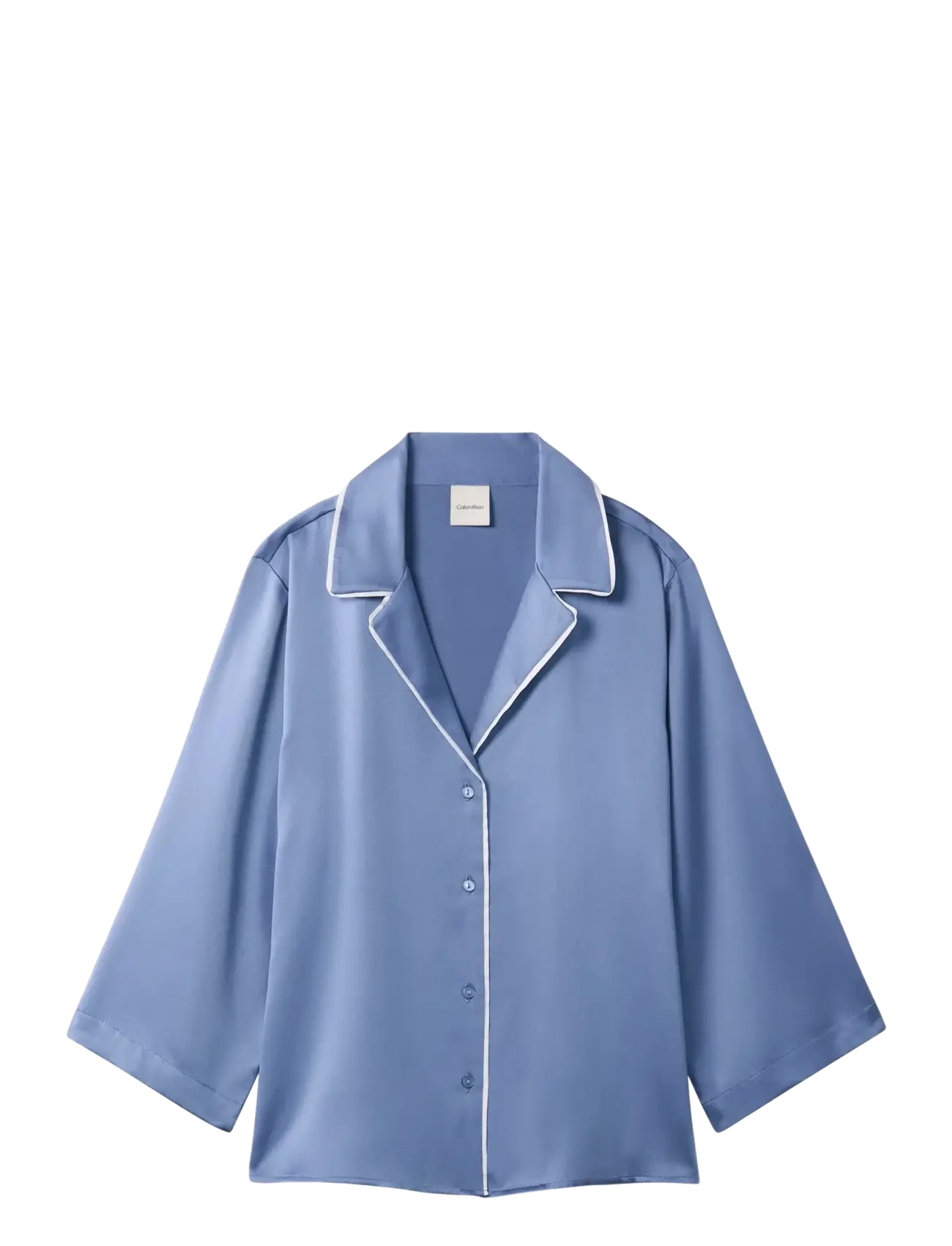 Calvin Klein SATIN SS SHIRT - Tops - BLUE TULIP / blue