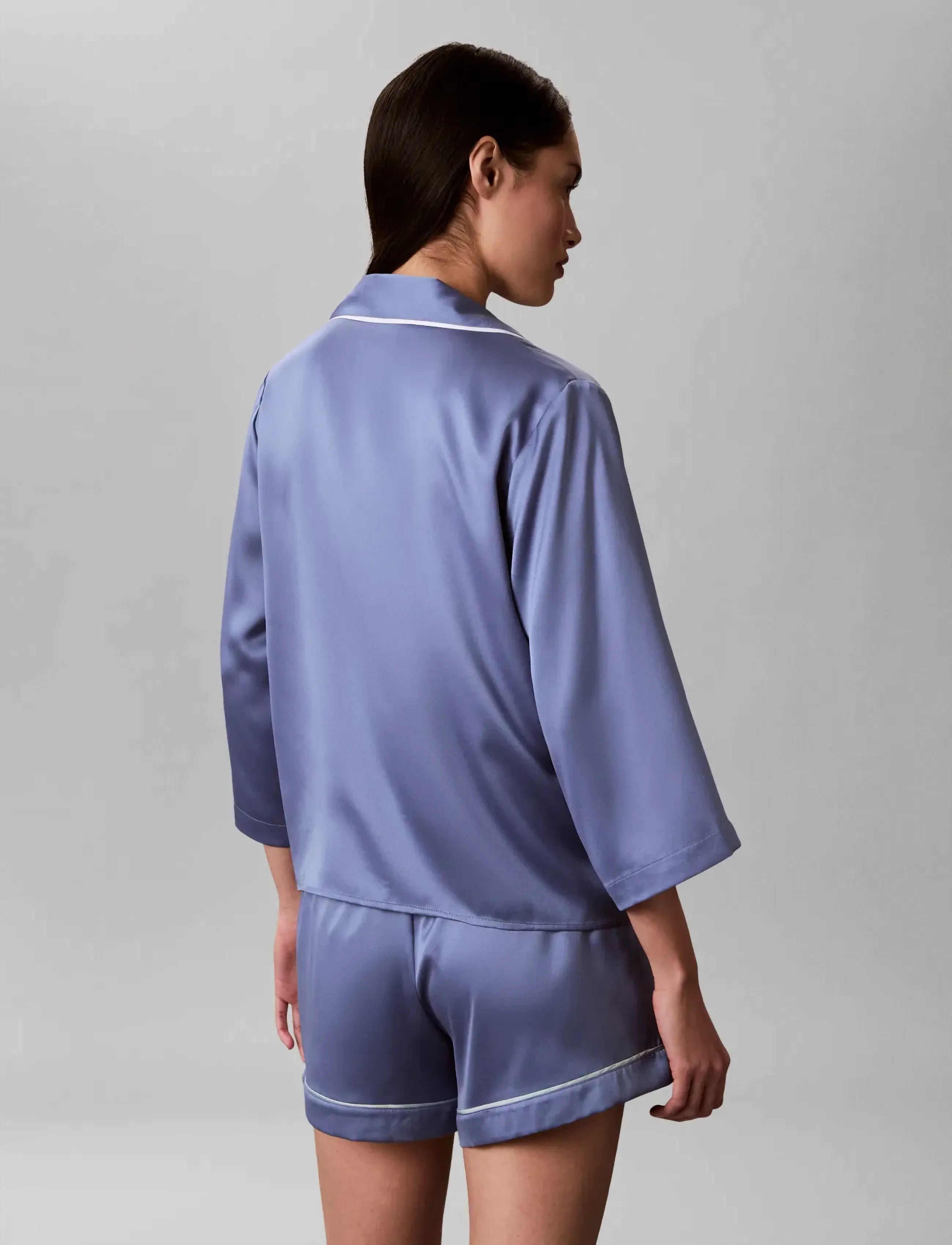 Calvin Klein - SATIN SS SHIRT - oberteile - blue tulip - 2