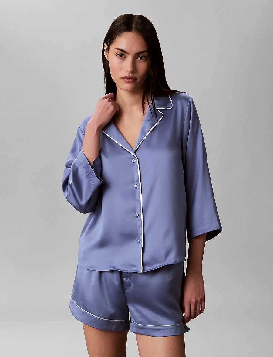 Calvin Klein - SATIN SS SHIRT - oberteile - blue tulip - 3