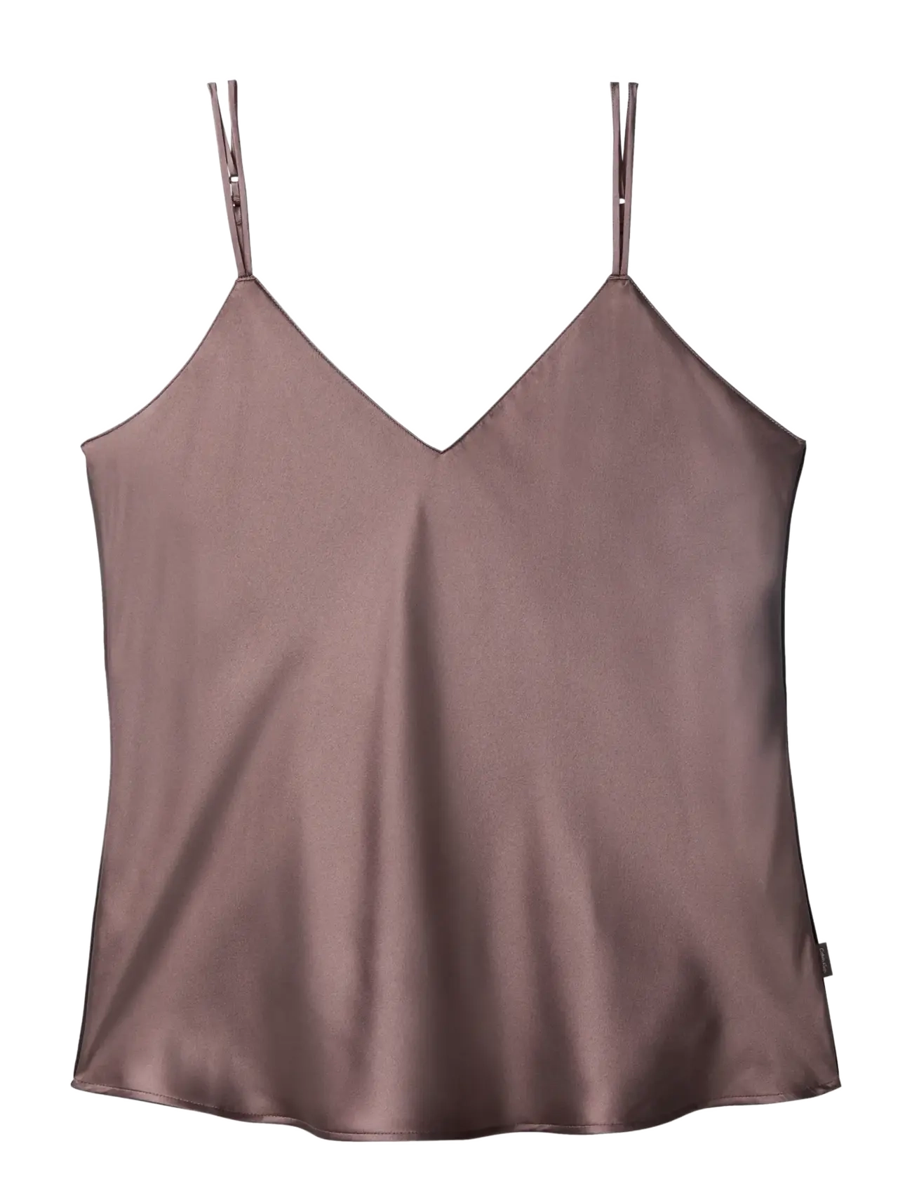 Calvin Klein SATIN CAMI W PIPING - Oberteile - BOTANICAL BROWN / brown