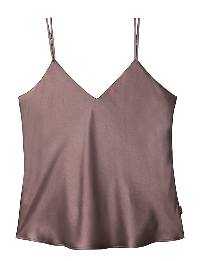 Calvin Klein - SATIN CAMI W PIPING - overdele - botanical brown - 1