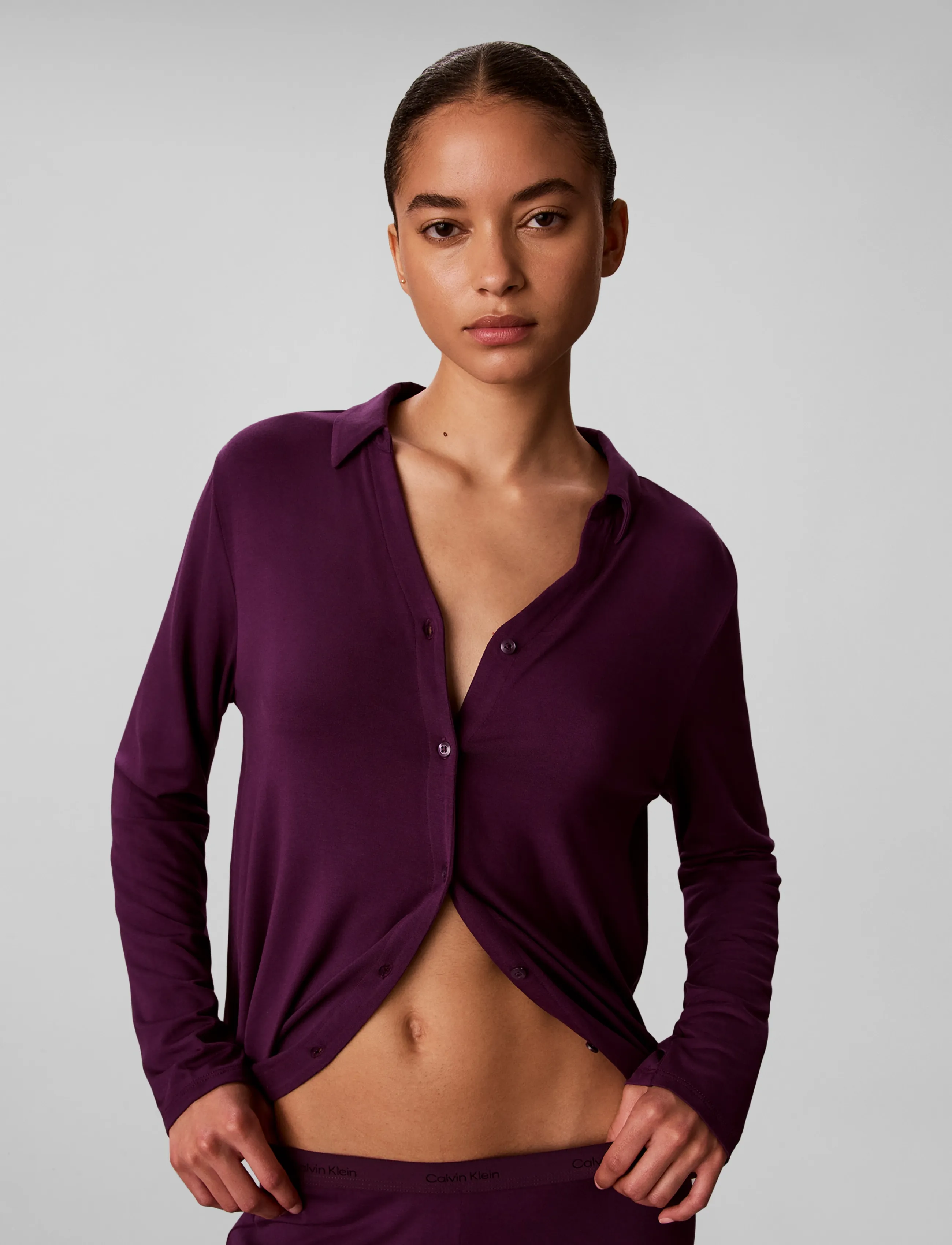 Calvin Klein - LS SHIRT SET - pyjamas - dark purple - 0