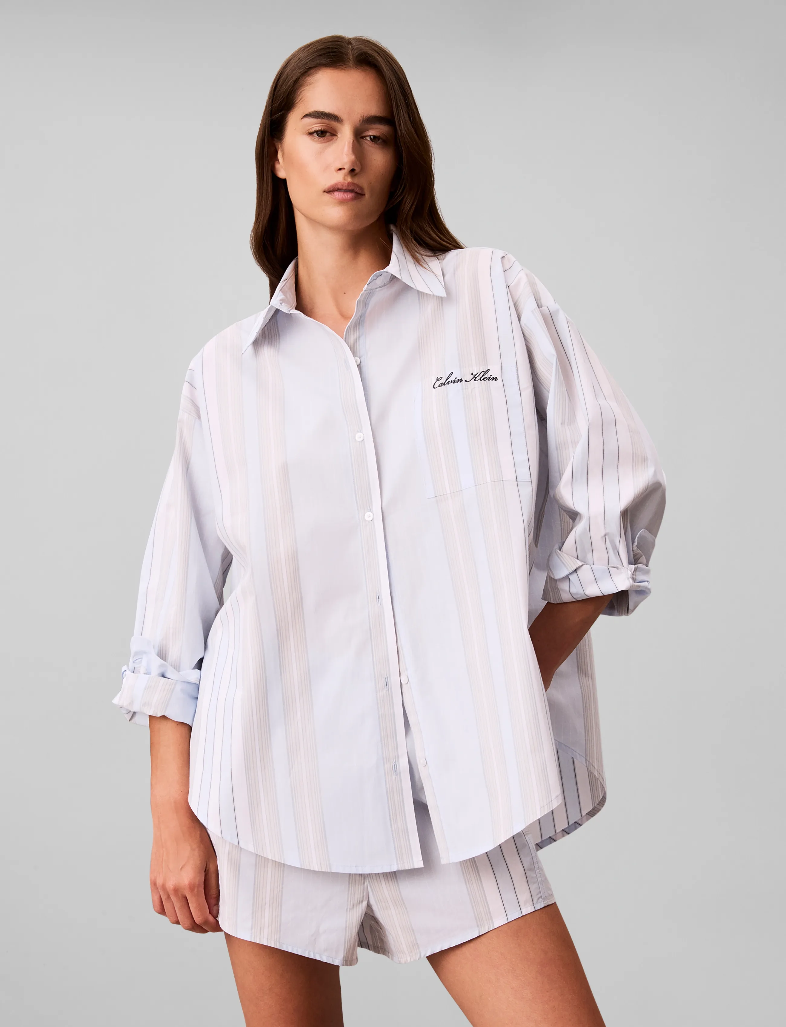 Calvin Klein - LS BUTTON DOWN - SCRIPT LOGO - 21632 crest stripe+ice castle - 3