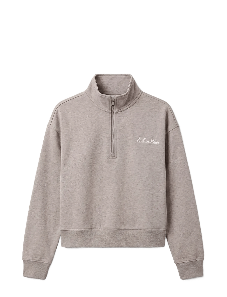 Calvin Klein - HEAVY JERSEY 1/4 ZIP TOP- GRAPHI - sweatshirts - b10 grey heather - 1