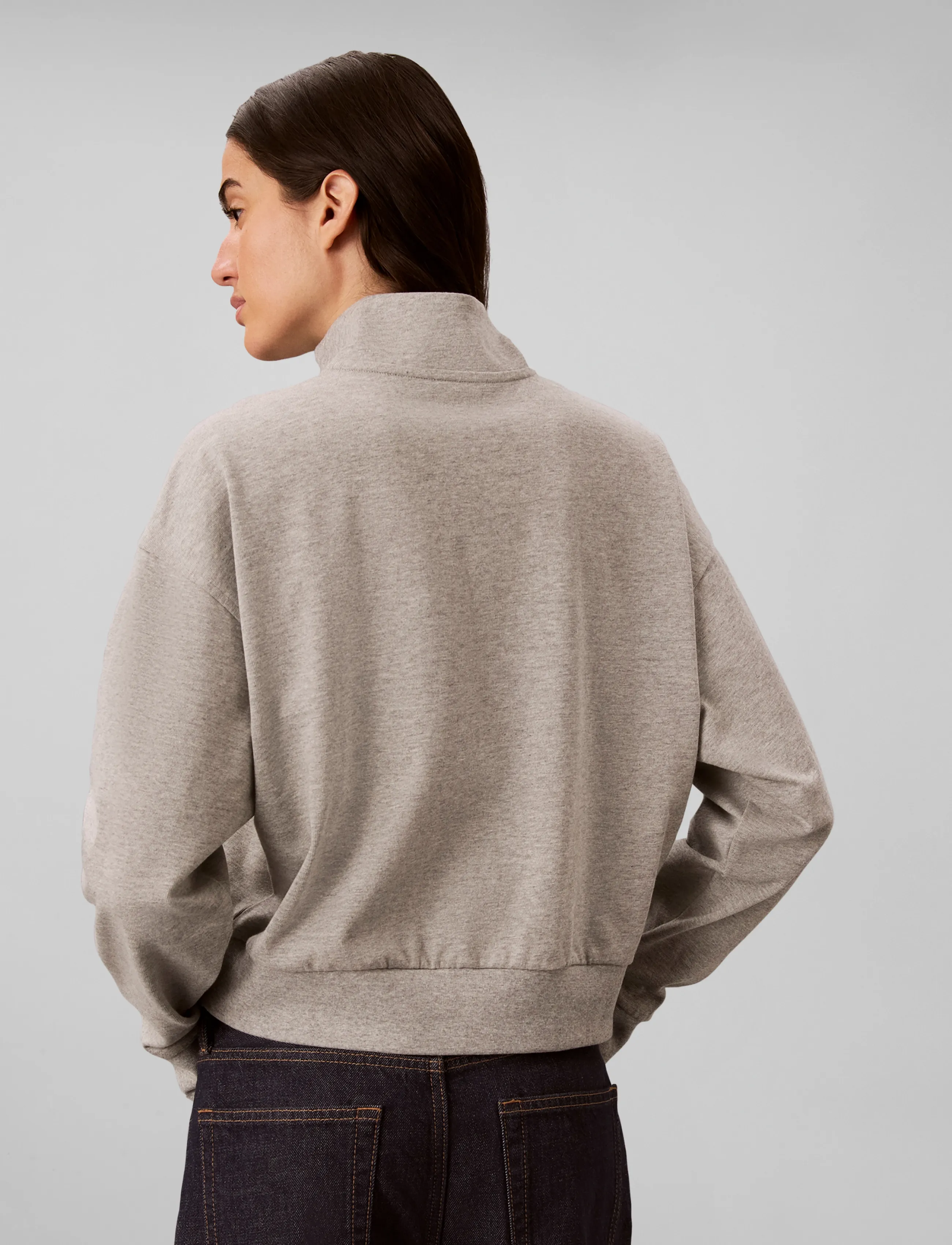 Calvin Klein - HEAVY JERSEY 1/4 ZIP TOP- GRAPHI - sweatshirts - b10 grey heather - 2