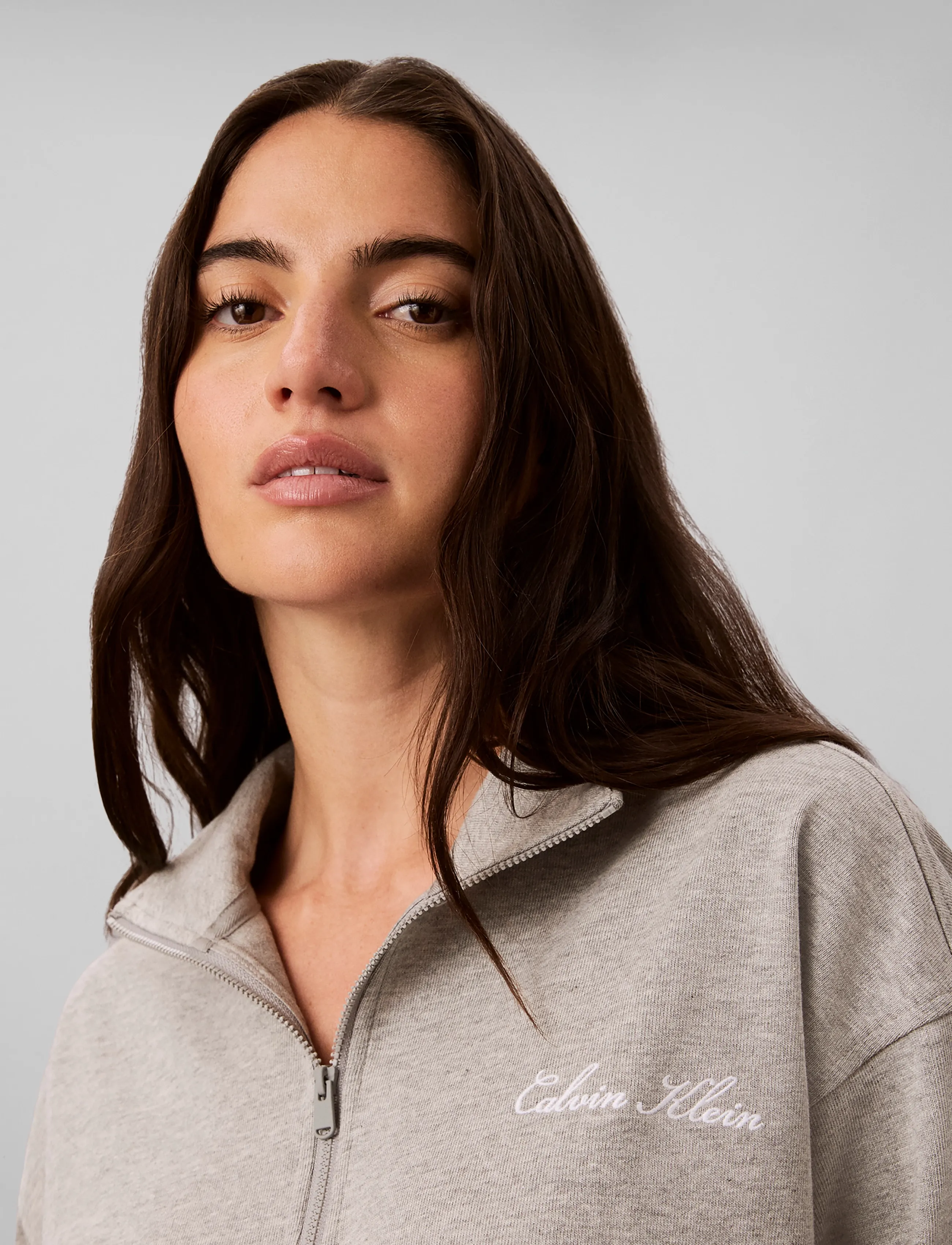 Calvin Klein - HEAVY JERSEY 1/4 ZIP TOP- GRAPHI - sweatshirts - b10 grey heather - 4