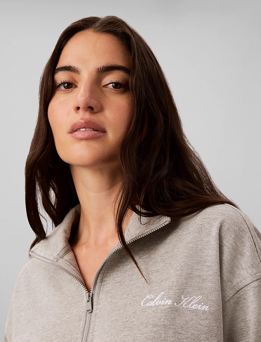 Calvin Klein - HEAVY JERSEY 1/4 ZIP TOP- GRAPHI - sweatshirts - b10 grey heather - 4