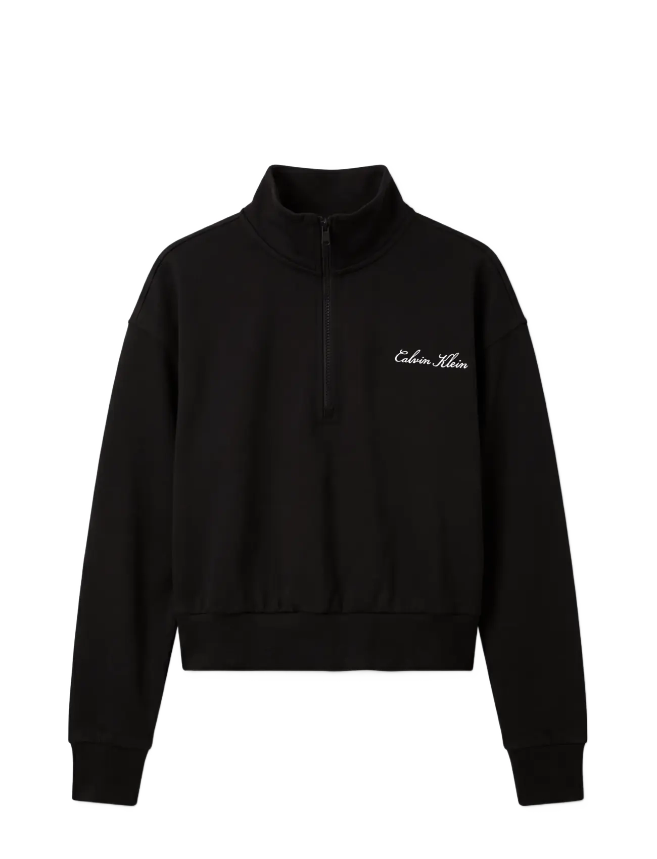 Calvin Klein HEAVY JERSEY 1/4 ZIP TOP- GRAPHI - Sweatshirts - BLACK / black