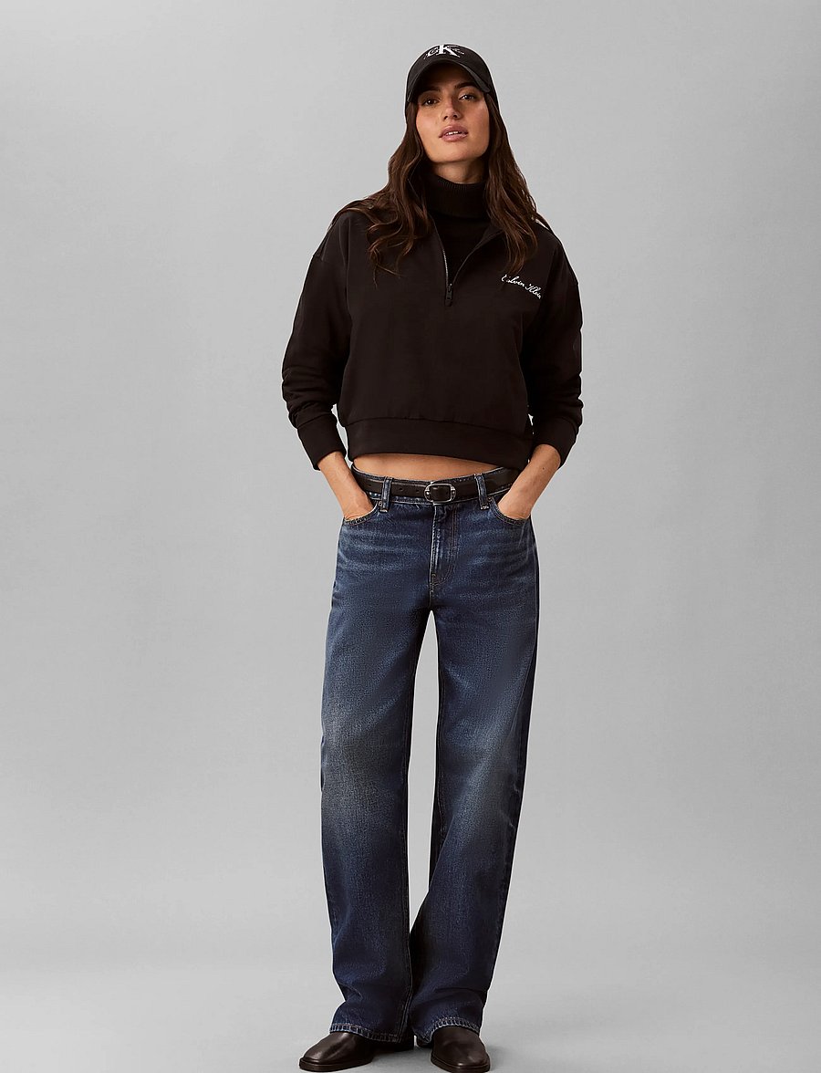 Calvin Klein - HEAVY JERSEY 1/4 ZIP TOP- GRAPHI - vardagsstil - black - 0