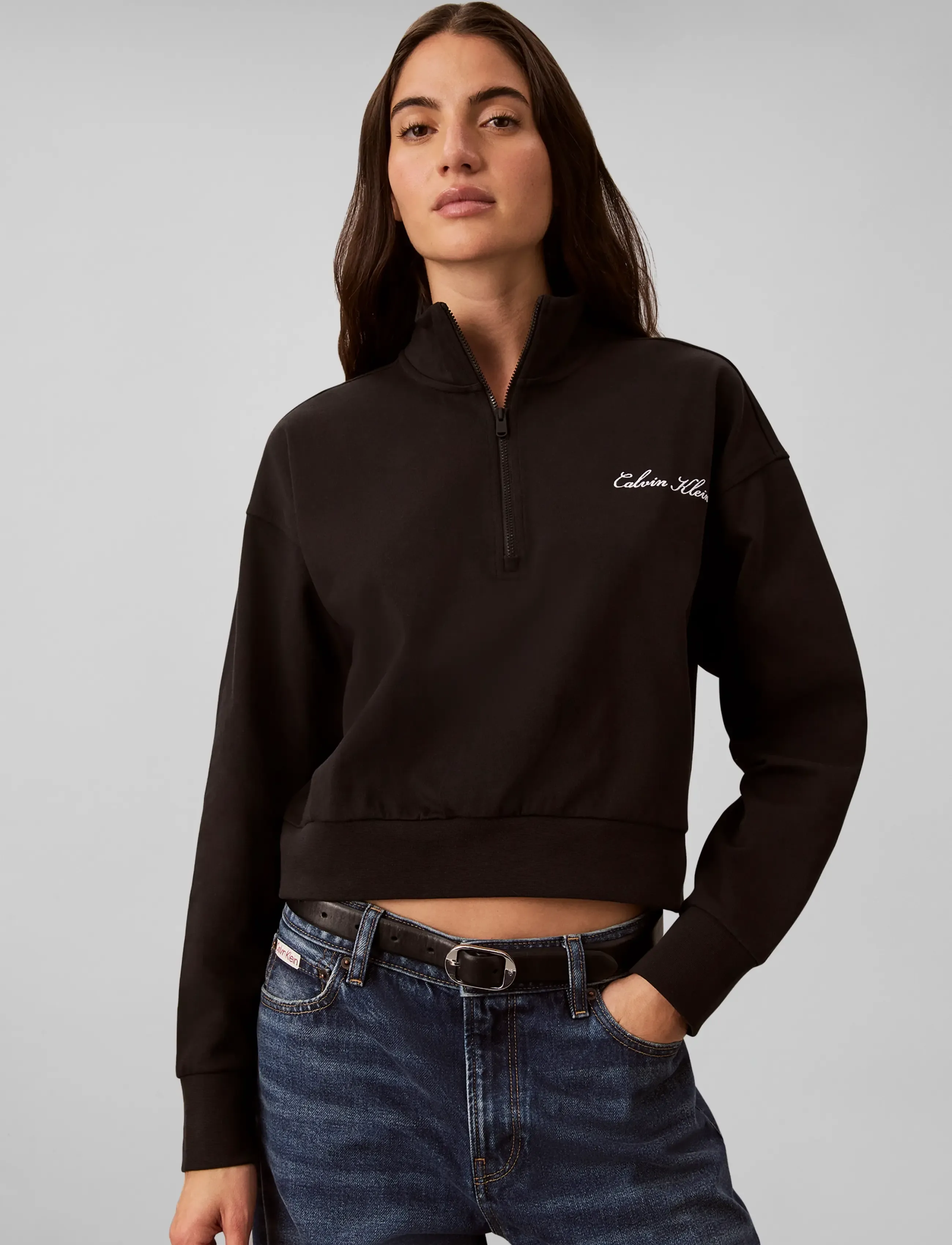 Calvin Klein - HEAVY JERSEY 1/4 ZIP TOP- GRAPHI - black - 3