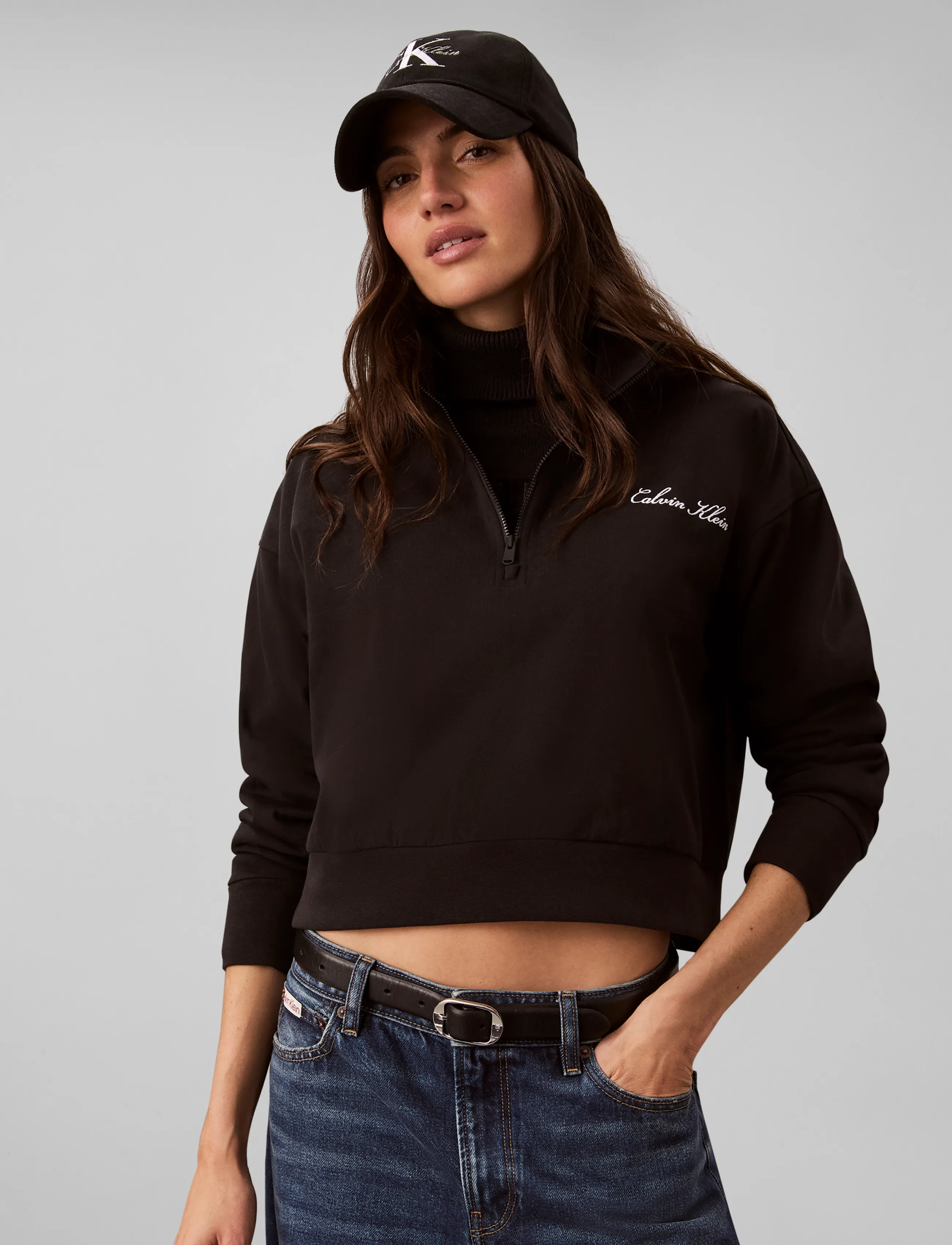 Calvin Klein - HEAVY JERSEY 1/4 ZIP TOP- GRAPHI - black - 5