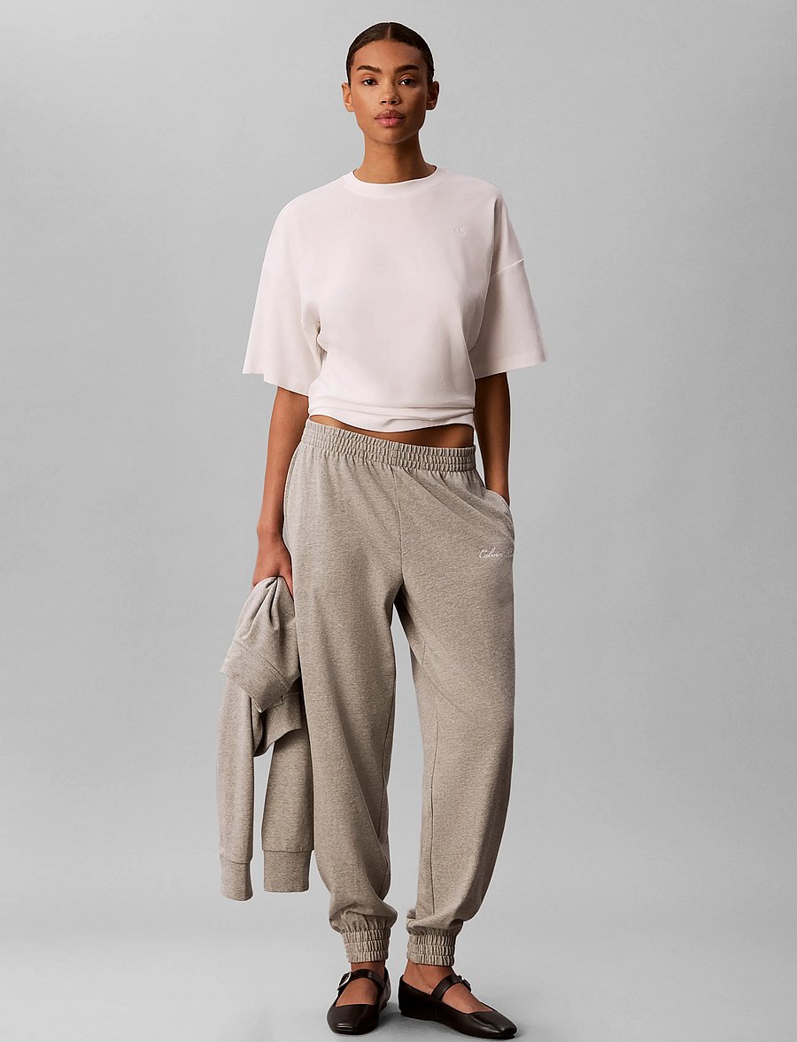 Calvin Klein - HEAVY JERSEY JOGGER- GRAPHIC - alltags-style - b10 grey heather - 0