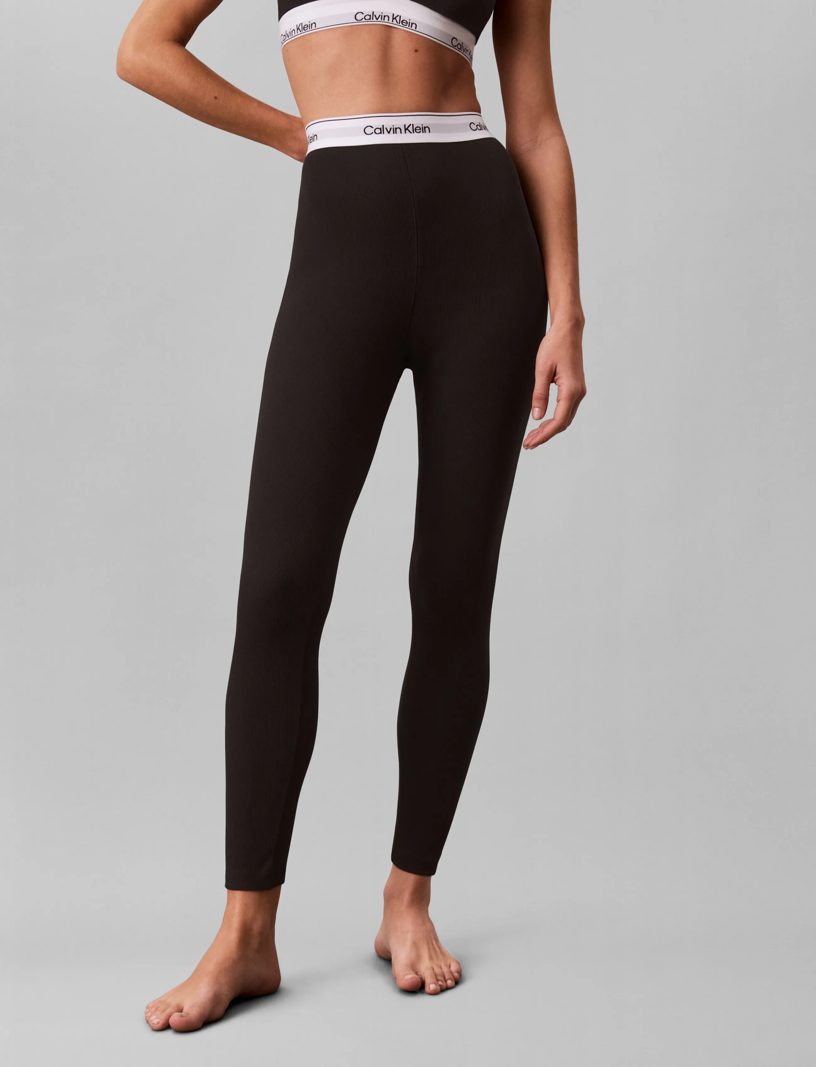 Calvin Klein - RIB LEGGING - pidžaamapüksid - black - 3