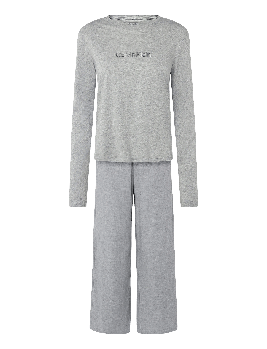 Calvin Klein - FLANNEL LS PANT SET - pyjamas - b10 grey heather - 0