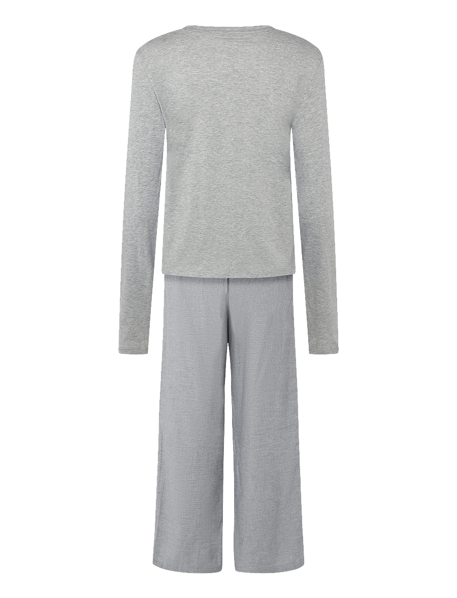 Calvin Klein - FLANNEL LS PANT SET - pyjamas - b10 grey heather - 1