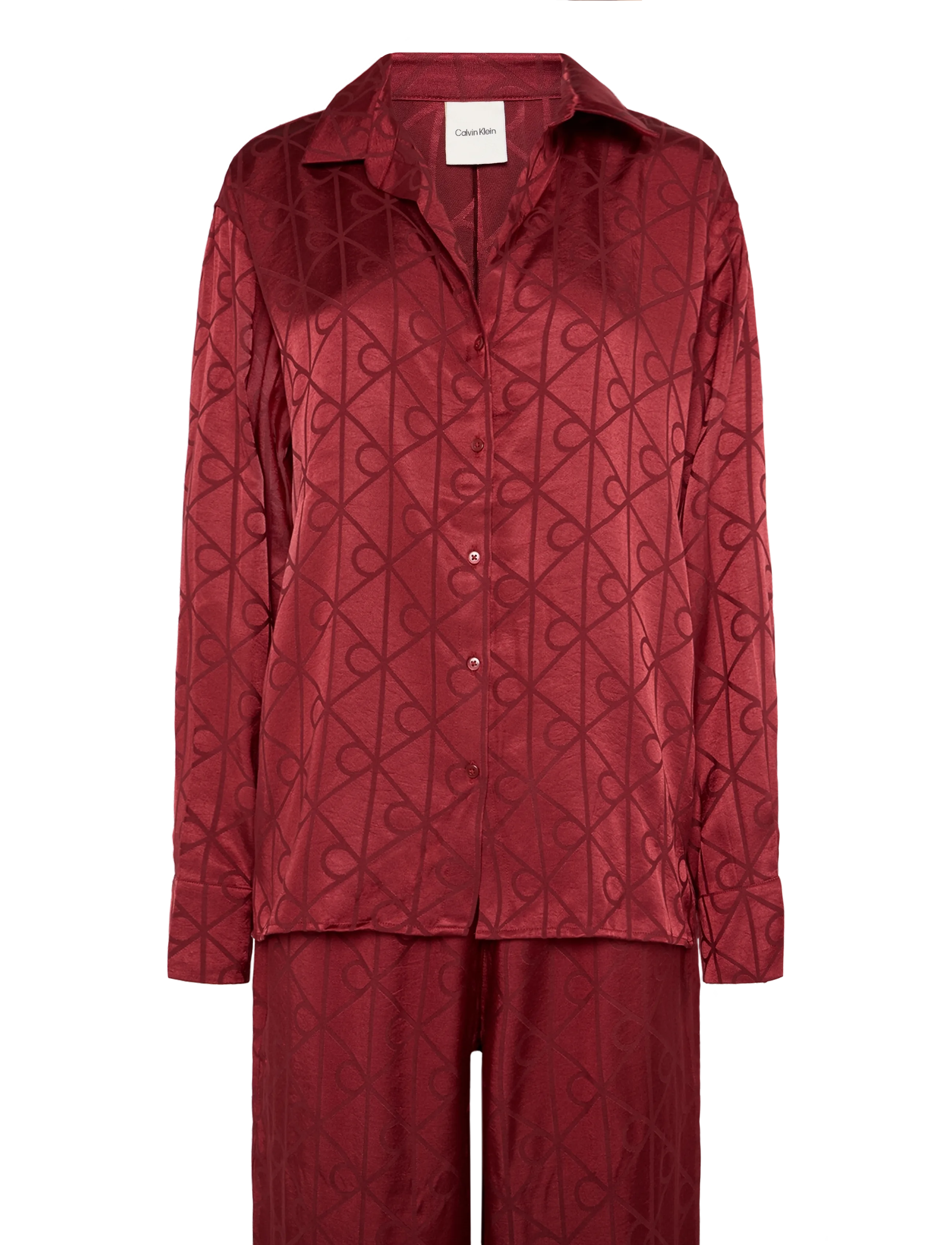 Calvin Klein SATIN AOP SET - Pyjamas - 19519 GIGA SATIN SHINE EMBLEM RIO R / burgundy