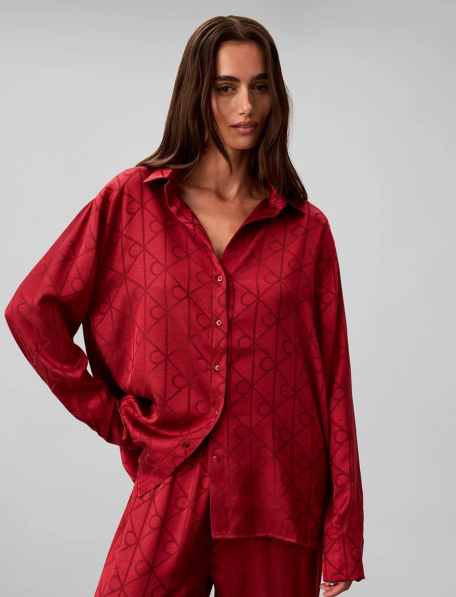 Calvin Klein - SATIN AOP SET - pyjamas - 19519 giga satin shine emblem rio r - 0