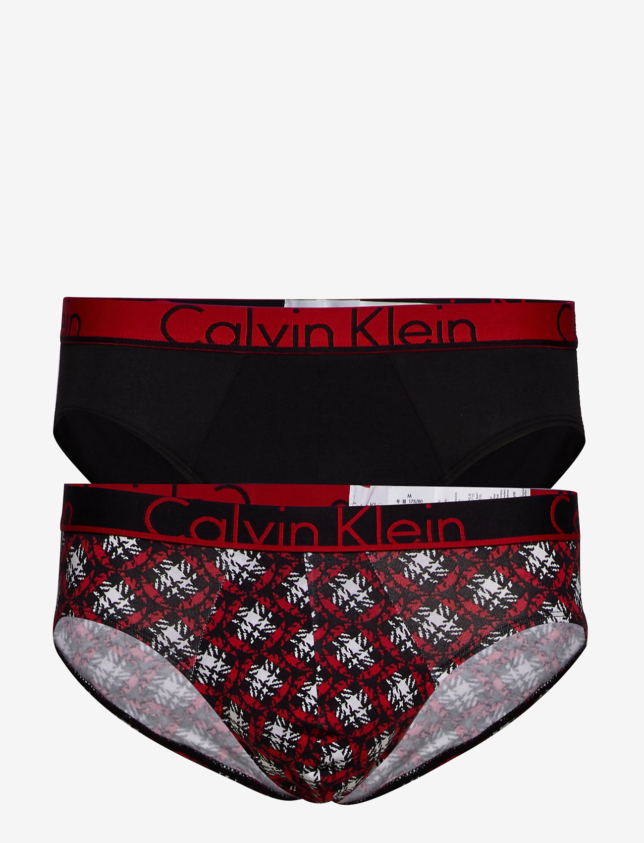Calvin Klein - HIP BRIEF 2PK - stamp plaid deep scarlet /blac - 0
