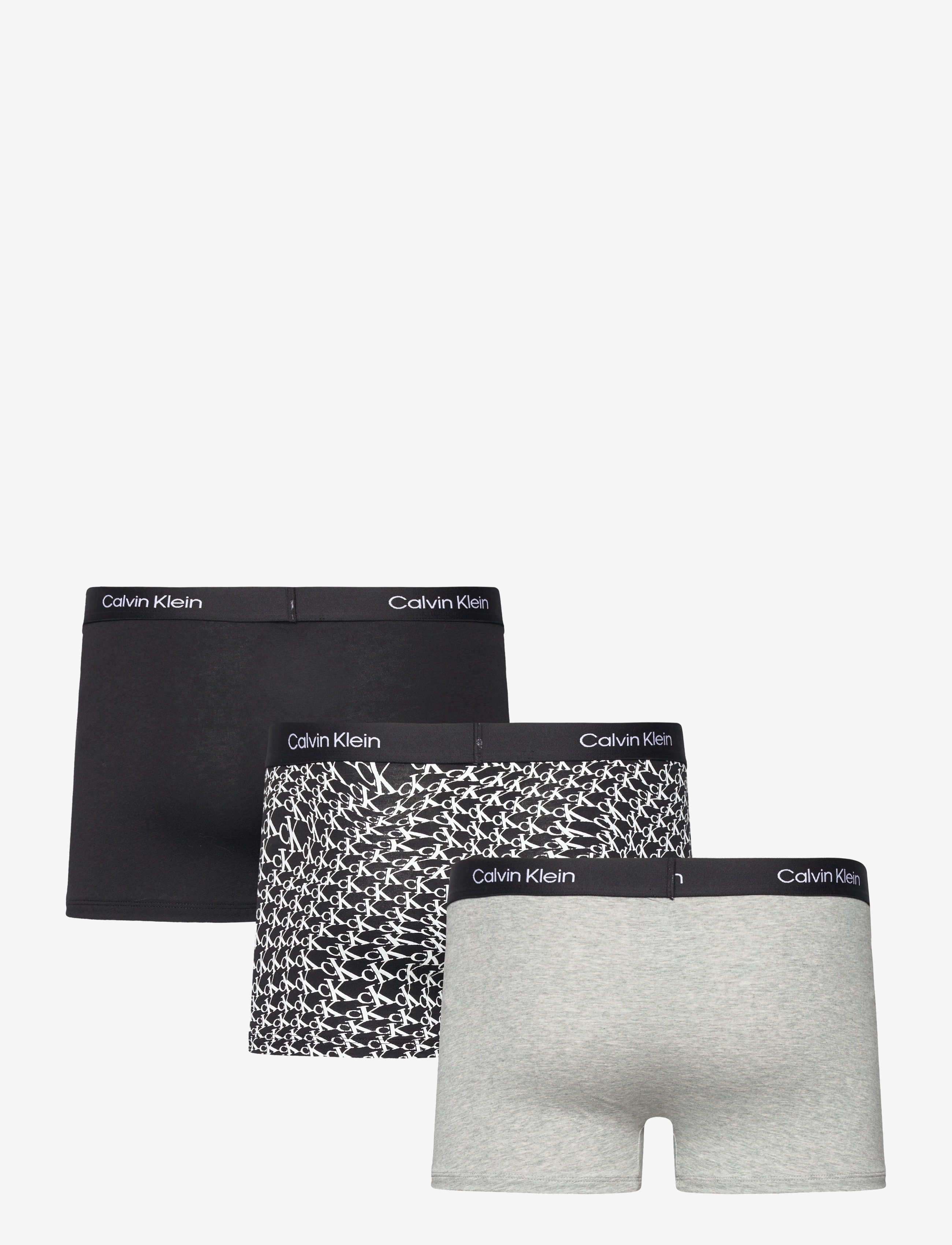 Calvin Klein - TRUNK 3PK - blk/grey hthr/warped logo prt_blk - 1