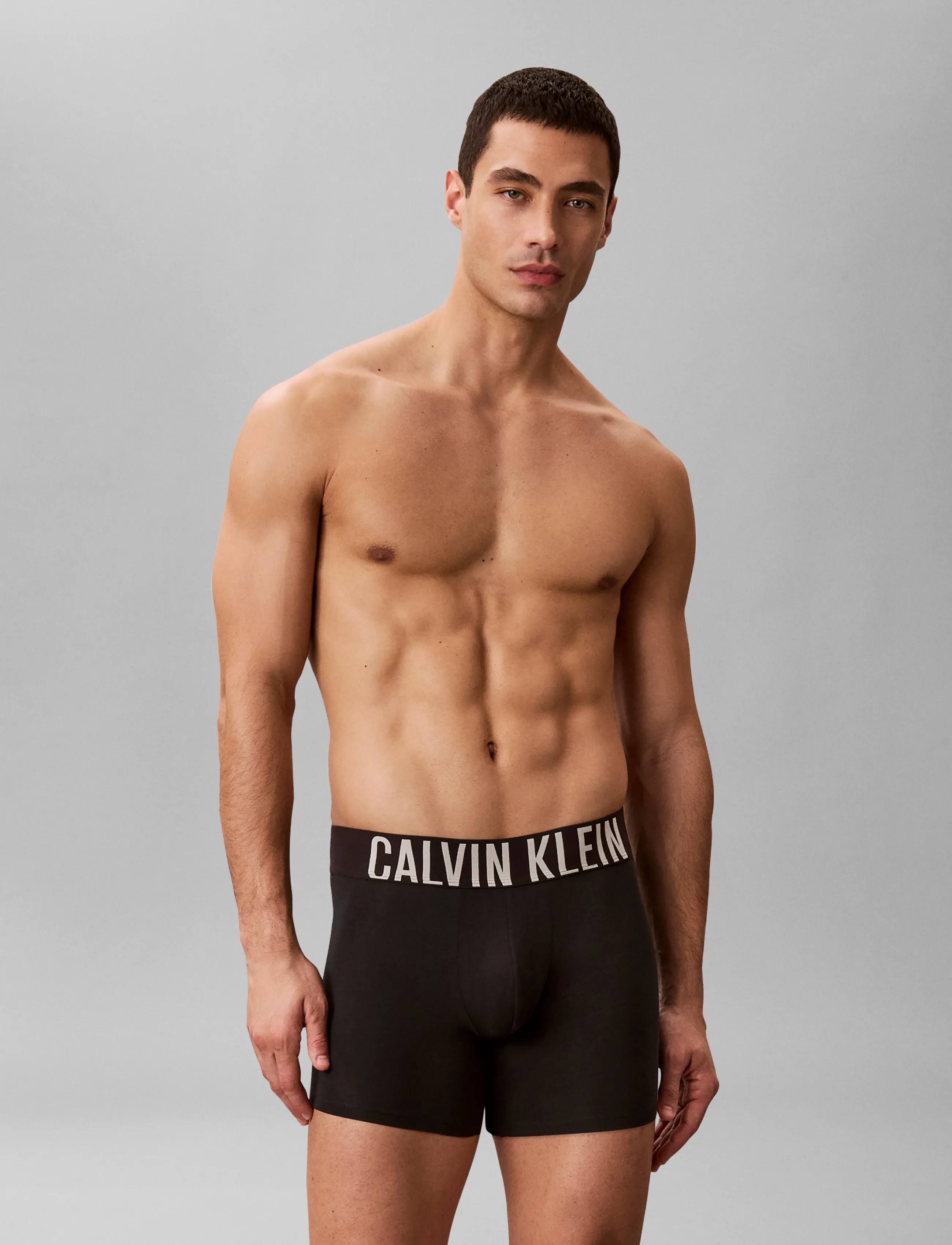 Calvin Klein BOXER BRIEF 3PK - Unterhosen - BLACK W  OATMEAL LOGO  BLACK W  AGE / black