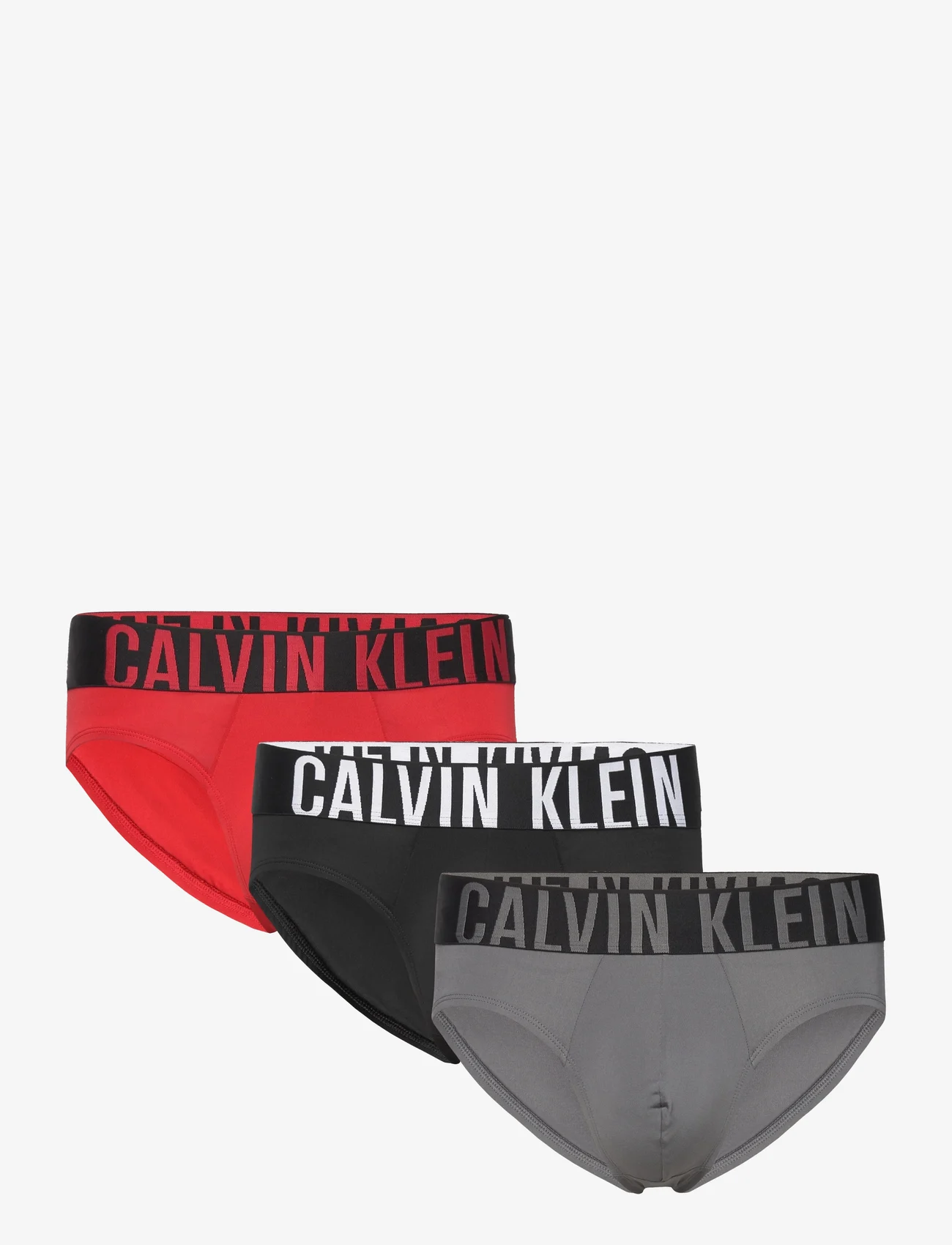 Calvin Klein - HIP BRIEF 3PK - kelnaitės - black, grey sky, pompeian red - 0