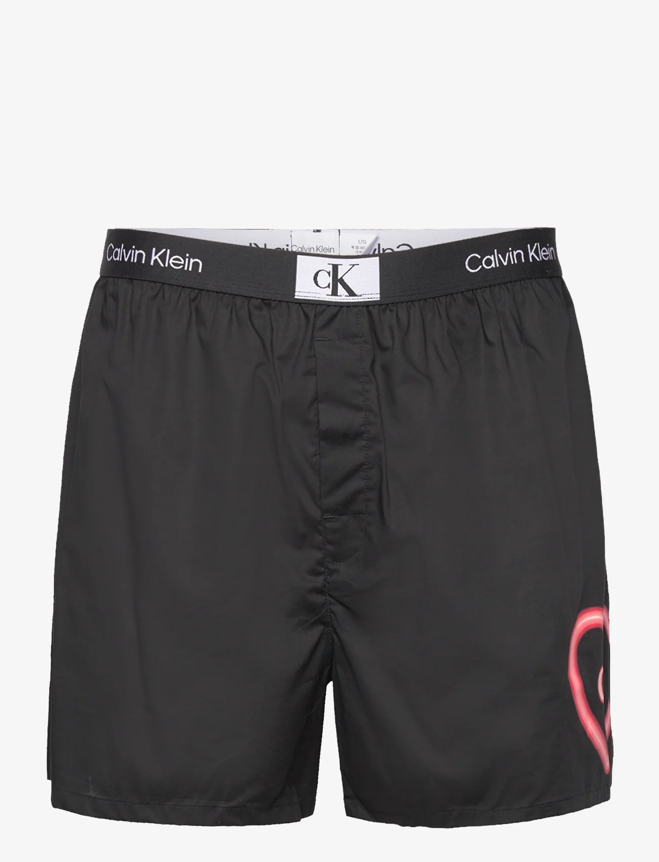Calvin Klein - BOXER TRAD - boxer shorts - bk- neon hrt graphic_poppy red - 0