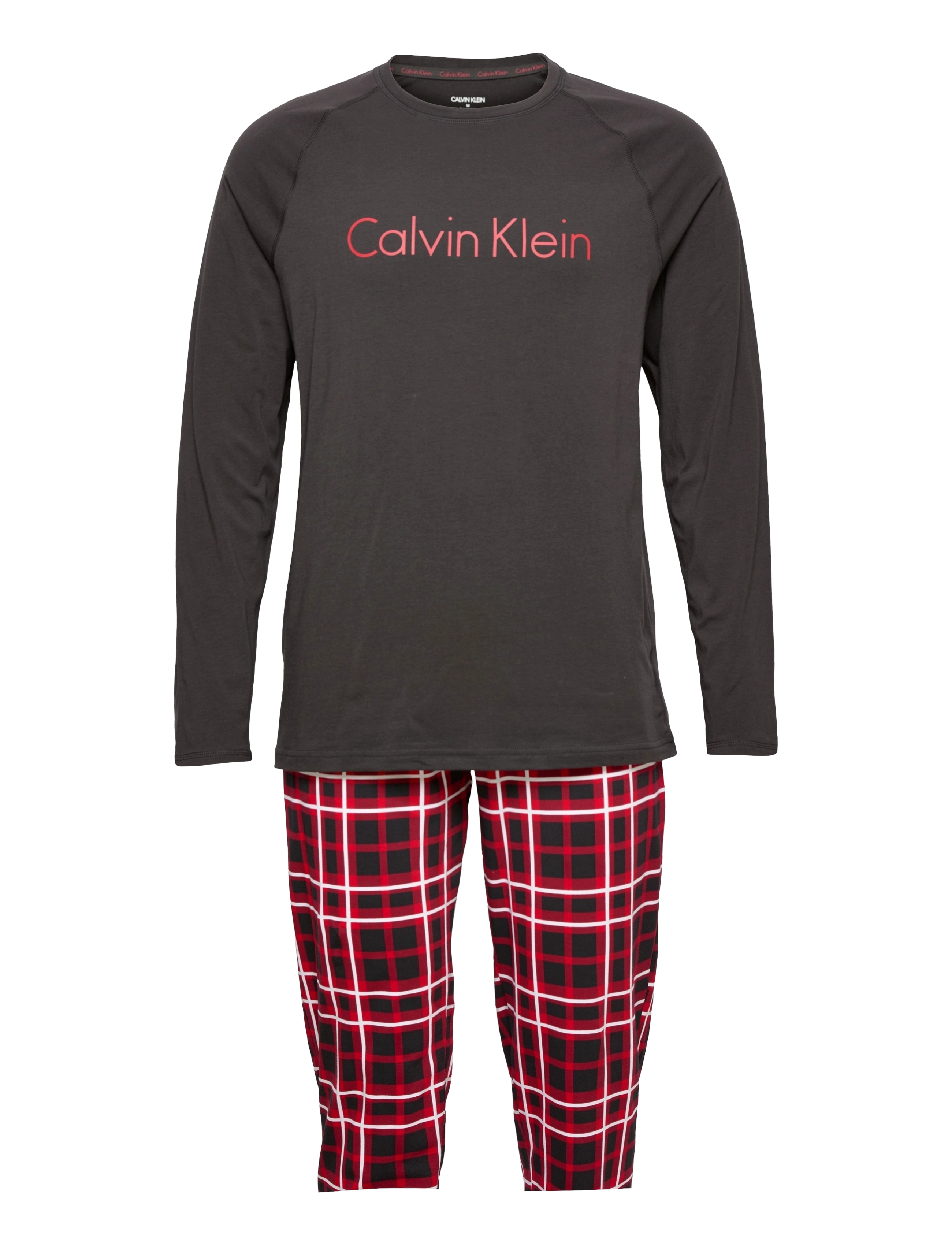 Calvin Klein - KNIT L/S PANT SET - almost blk top/ jones plaid bottom - 0