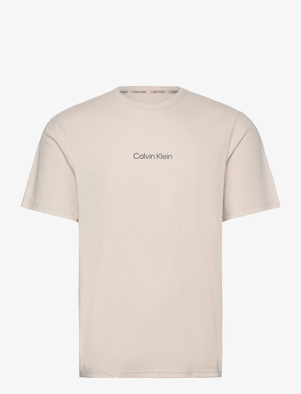 Calvin Klein - S/S CREW NECK - kortærmede t-shirts - moonbeam w/ evening blue logo - 0