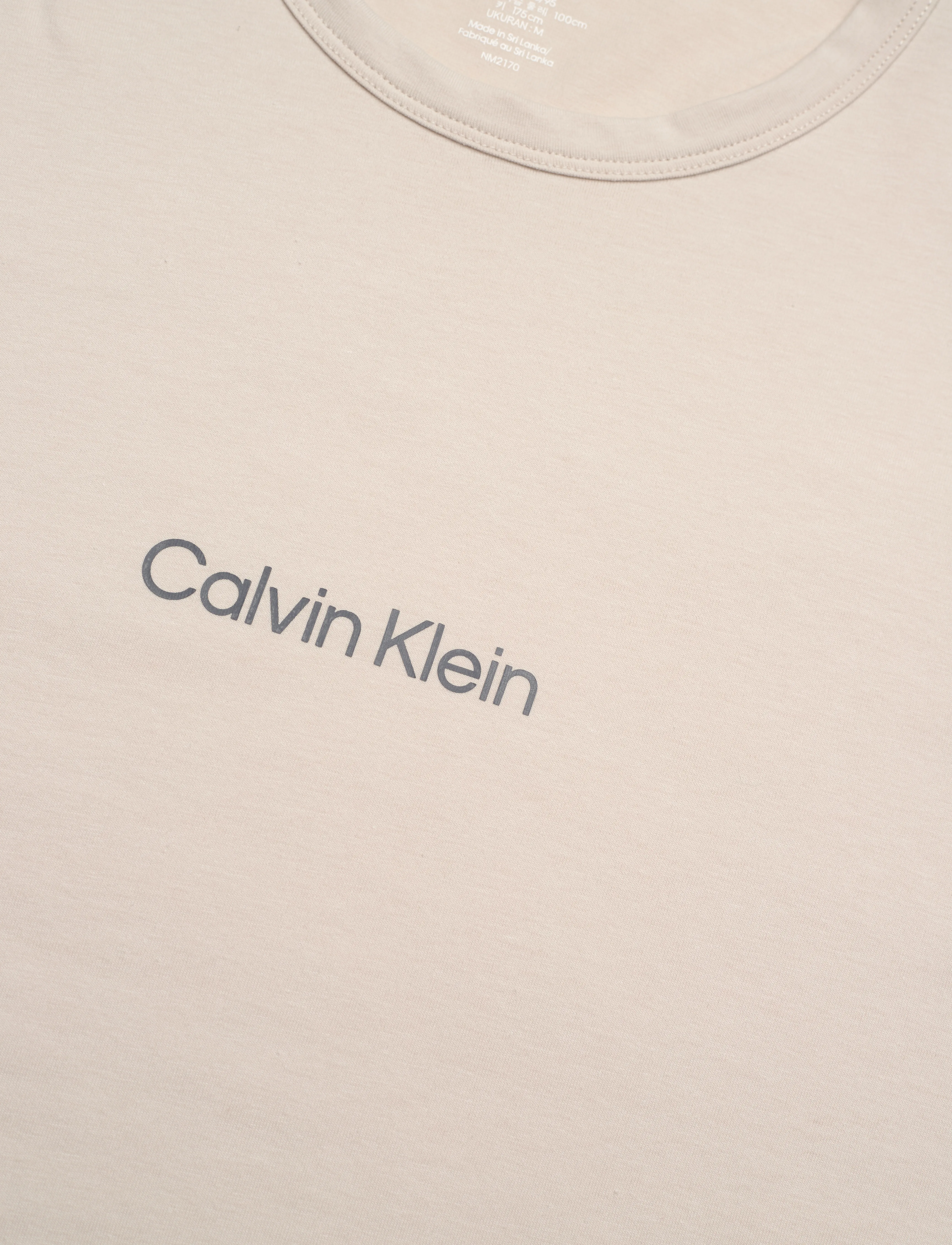 Calvin Klein - S/S CREW NECK - moonbeam w/ evening blue logo - 2