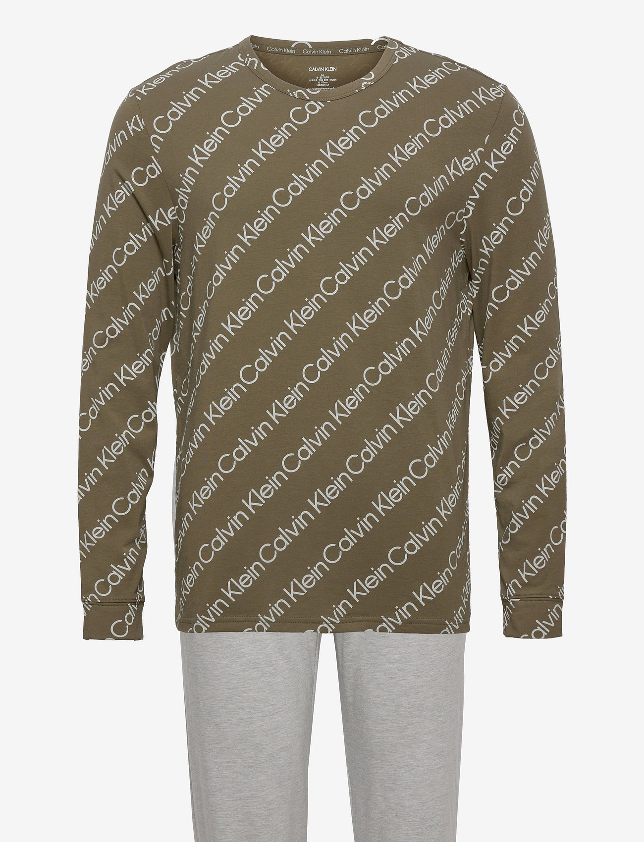 Calvin Klein - L/S JOGGER SET - structure logo top/ grey h bottom - 0