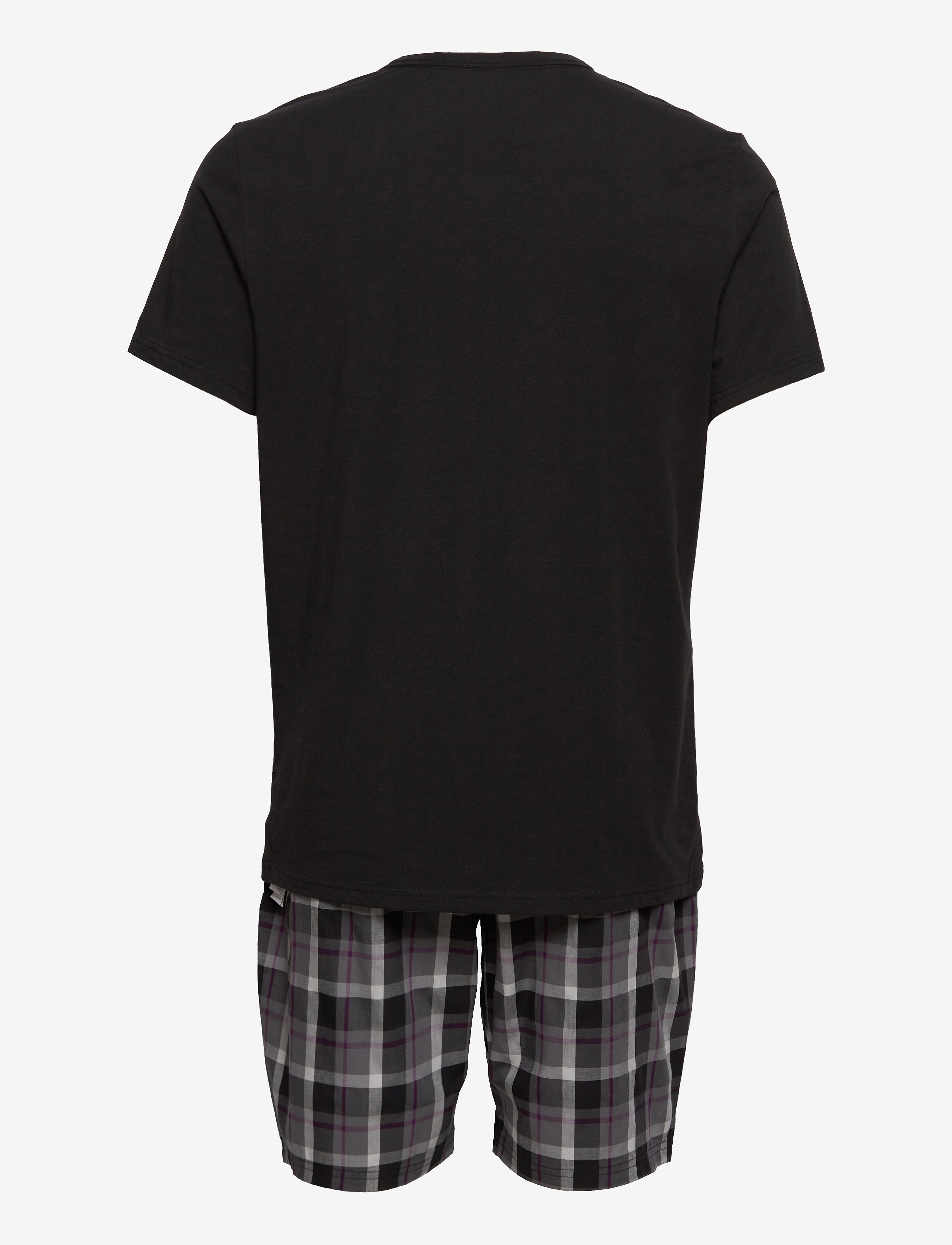 Calvin Klein - S/S SHORT SET - black top/structure plaid bottom - 1