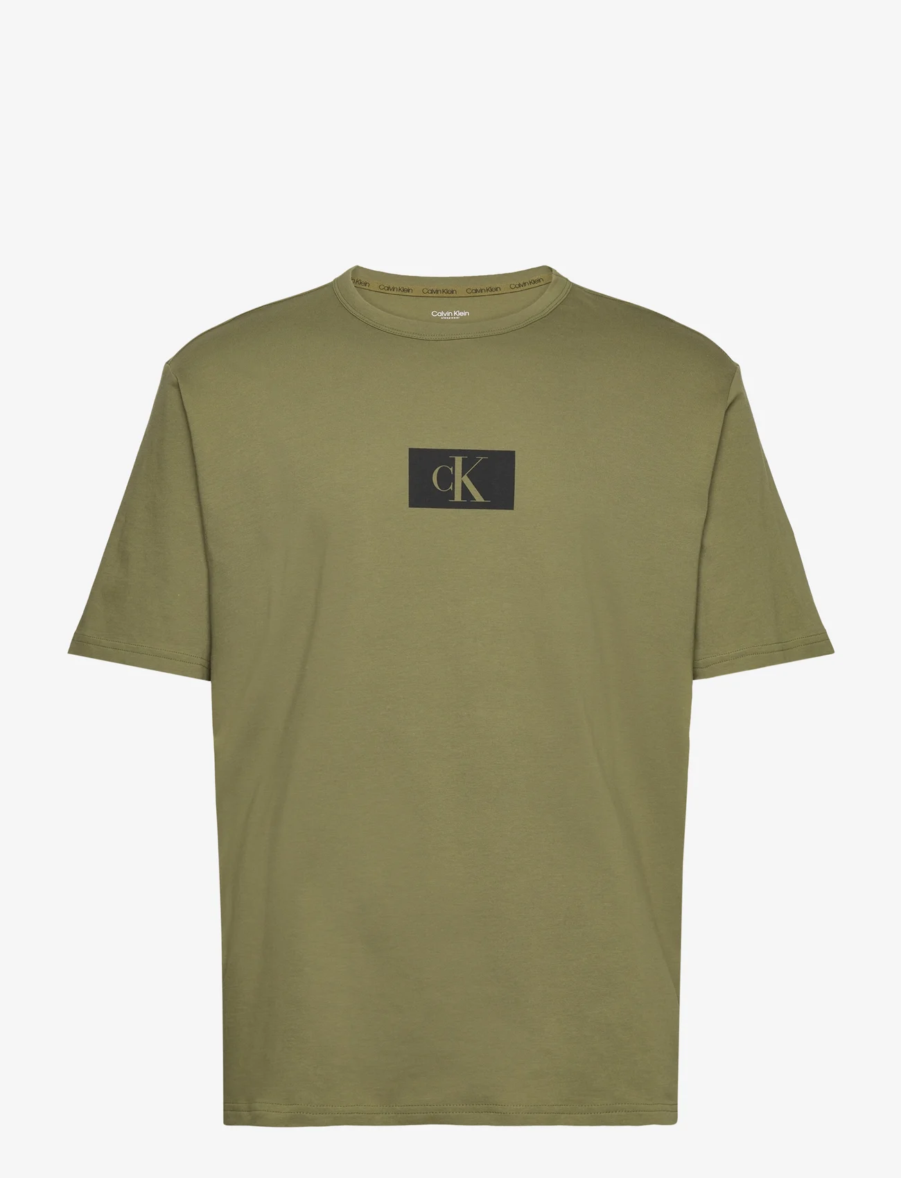 Calvin Klein - S/S CREW NECK - kortärmade t-shirts - olive branch - 0