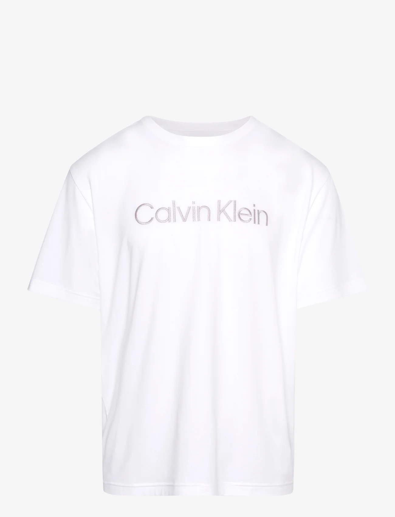 Calvin Klein - S/S CREW NECK - kortärmade t-shirts - white (white logo) - 0