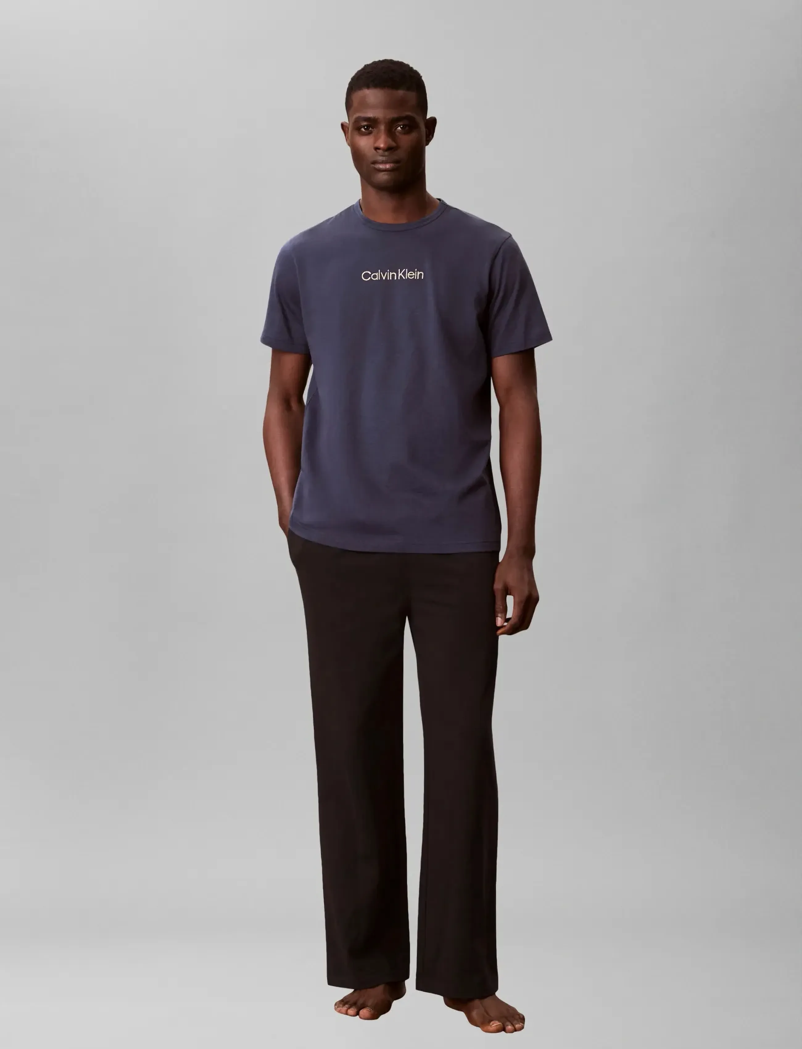 Calvin Klein S/S CREW NECK - Kläder - BLUE NIGHTS / grey