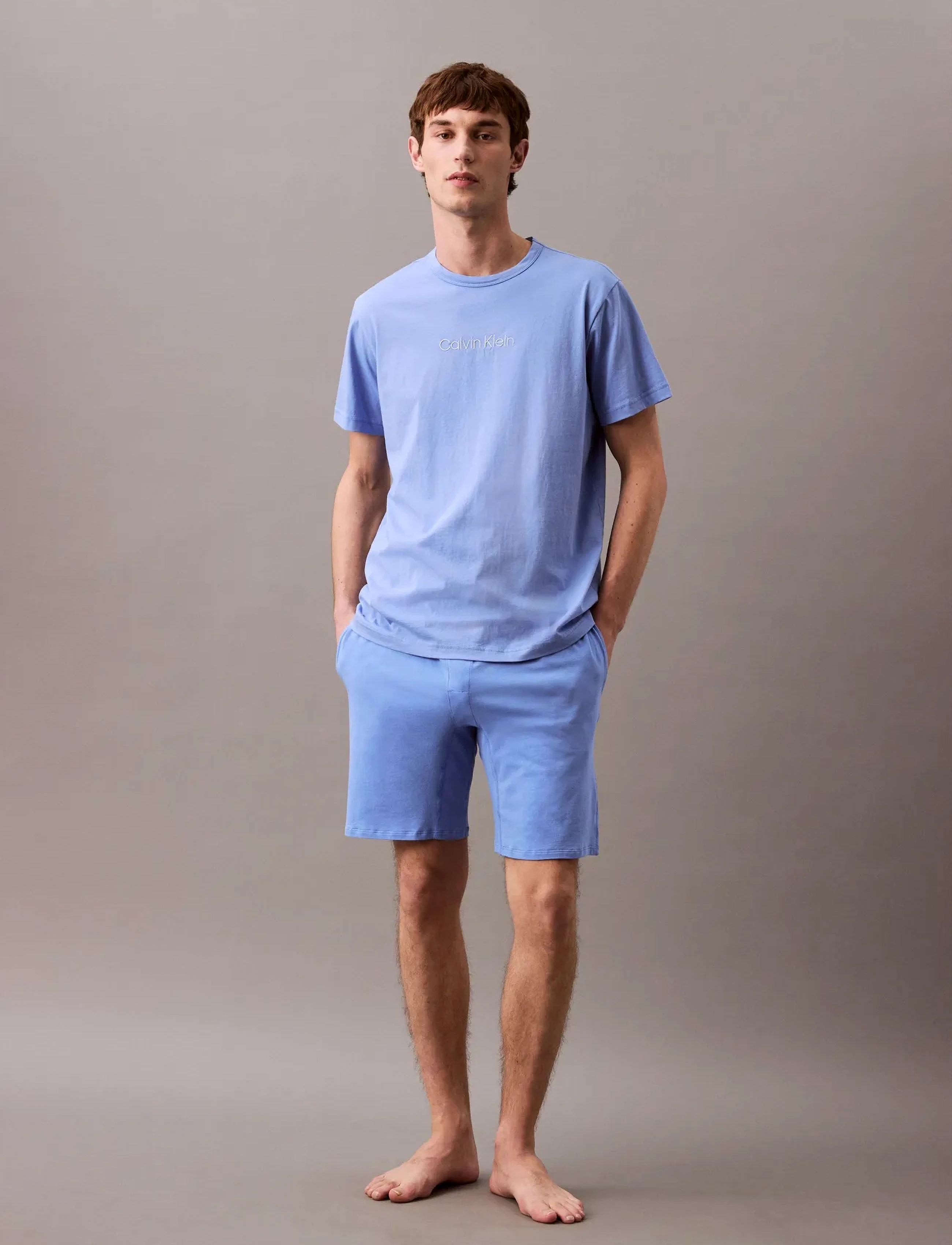 Calvin Klein S/S CREW NECK - Tøj - GLACIER / blue