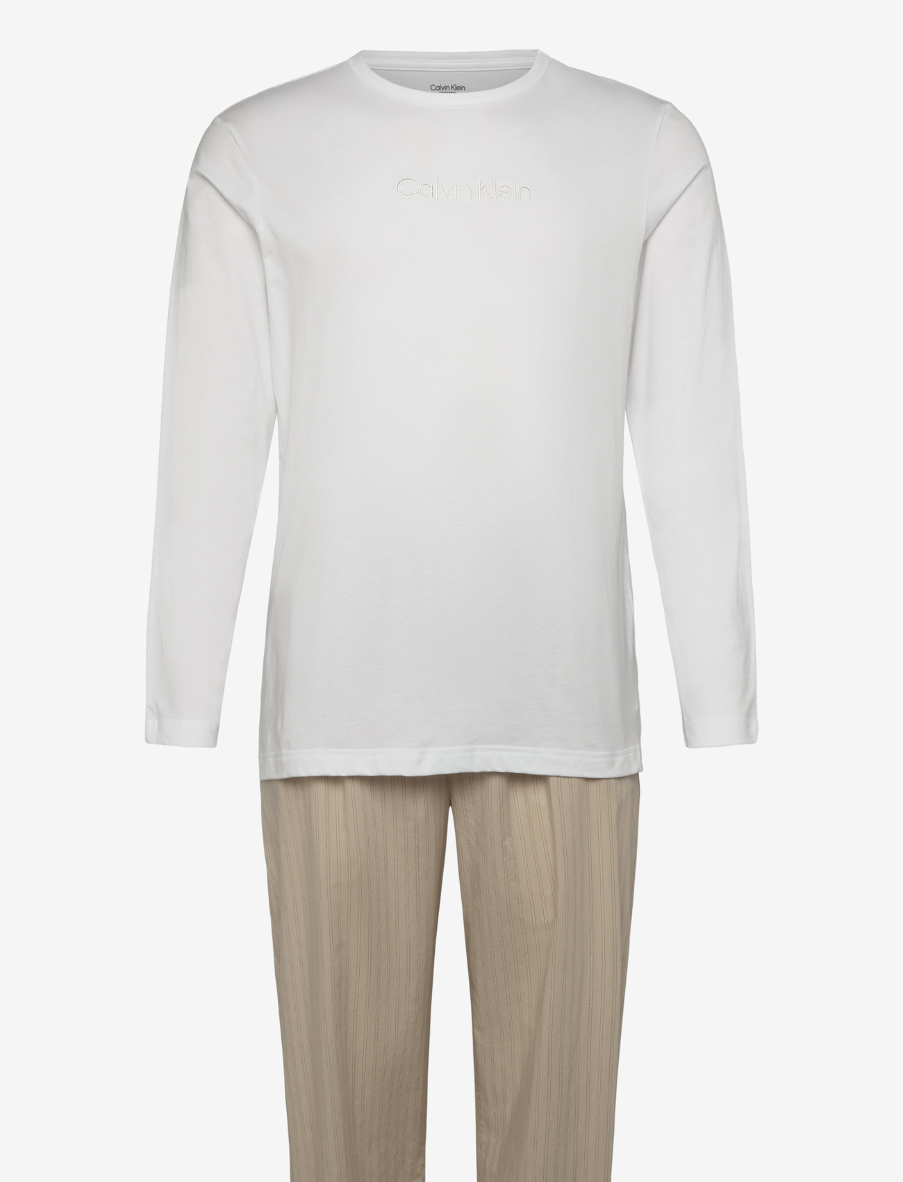 Calvin Klein - L/S PANT SET - white tp/steady stripe_sft mocha bm - 0