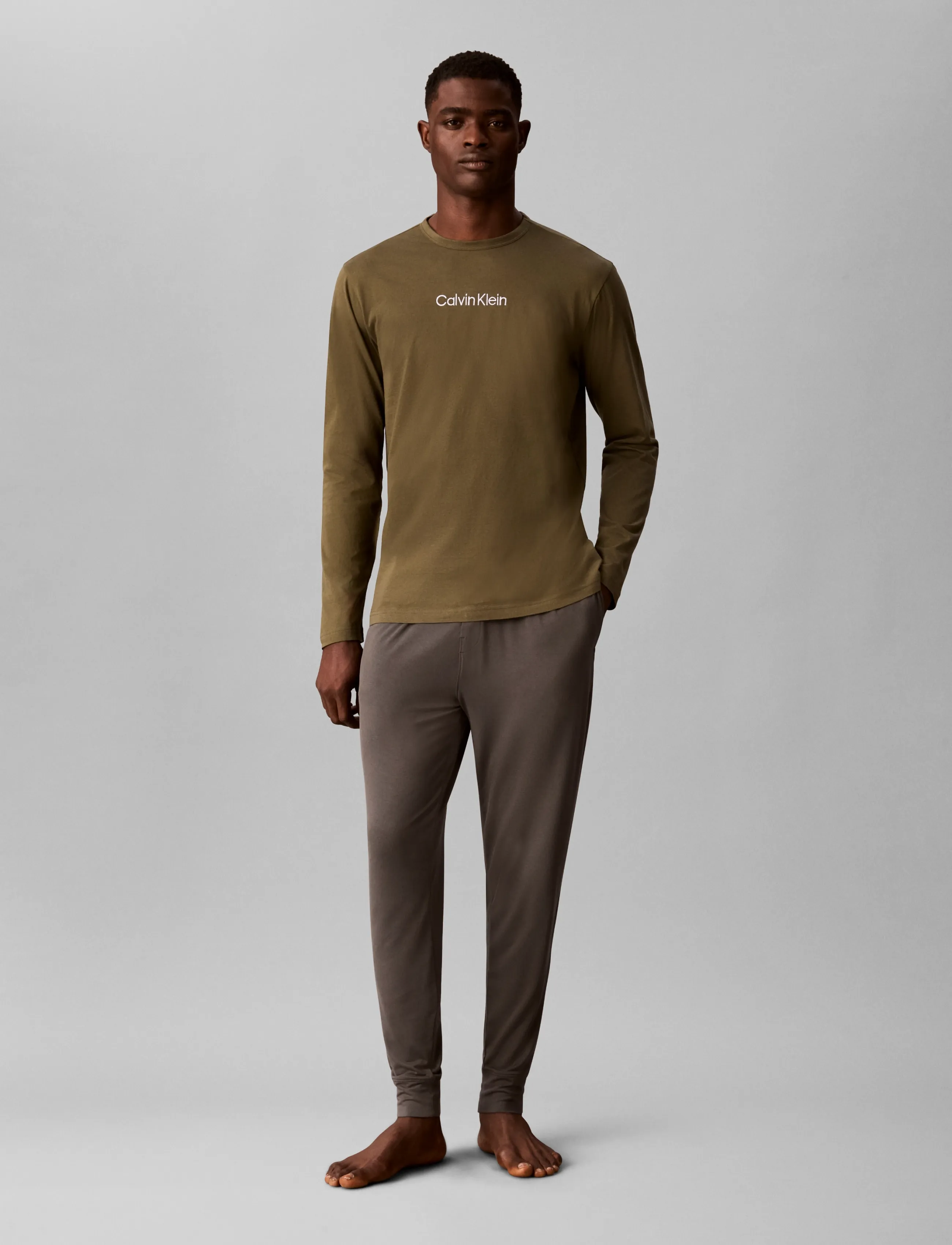 Calvin Klein L/S CREW NECK - Kleidung - OLIVE NIGHT / khaki/green
