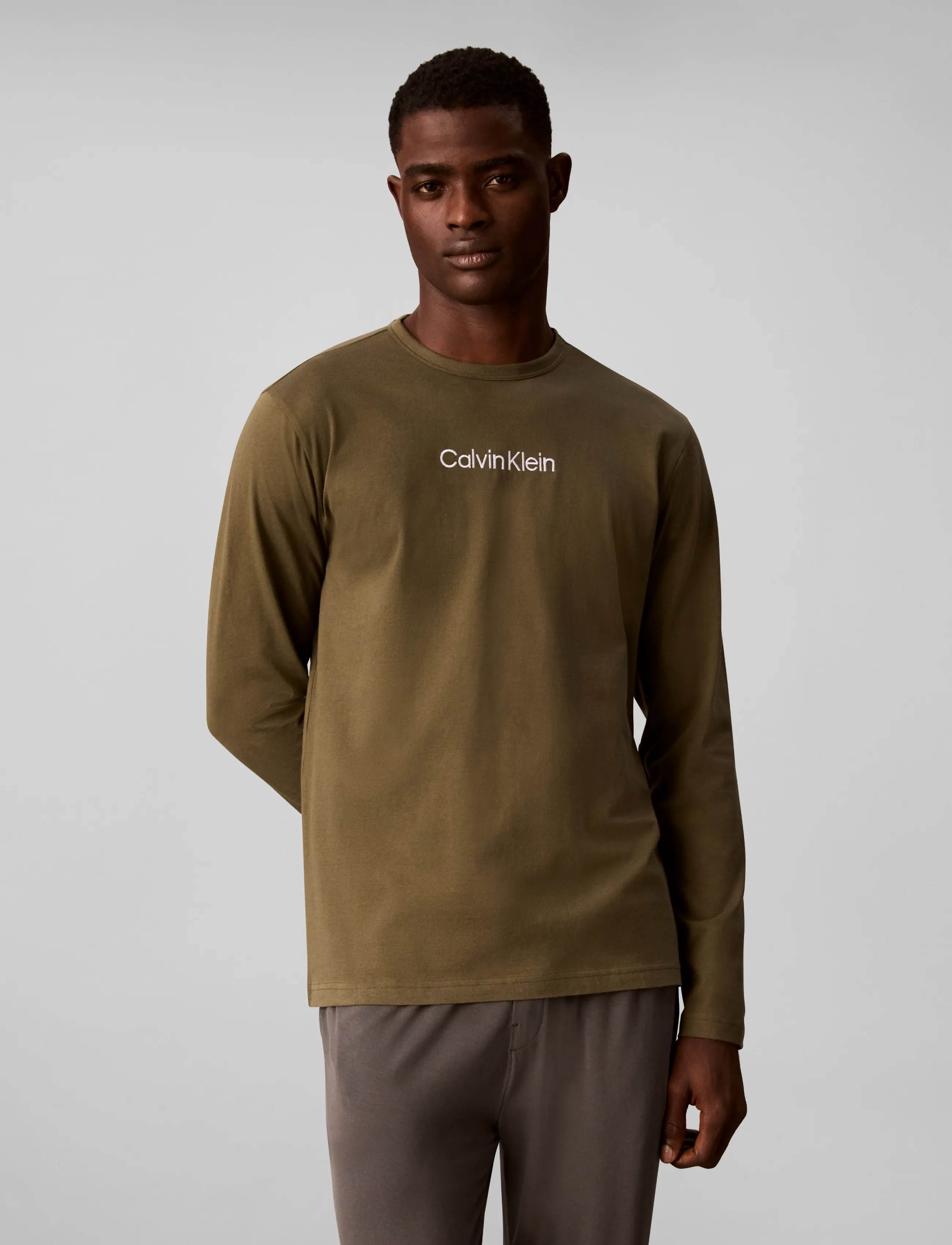 Calvin Klein - L/S CREW NECK - langärmelige t-shirts - olive night - 3