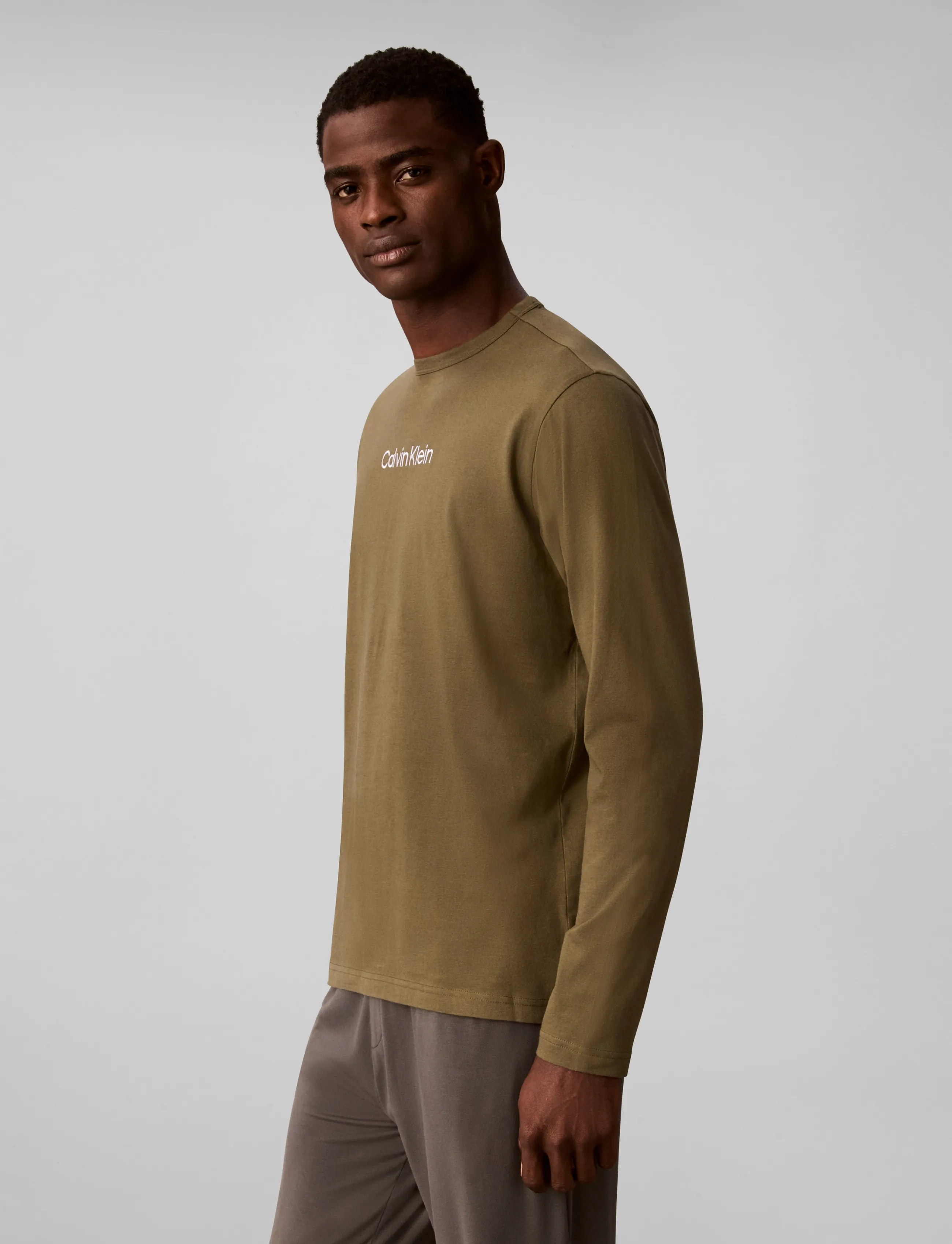 Calvin Klein - L/S CREW NECK - langärmelige t-shirts - olive night - 5