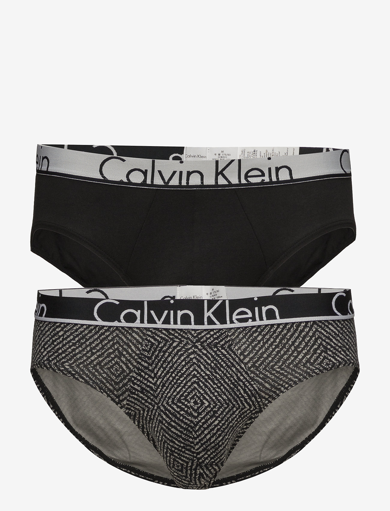 Calvin Klein - HIP BRIEF 2PK - gravel box print black/black solid - 0