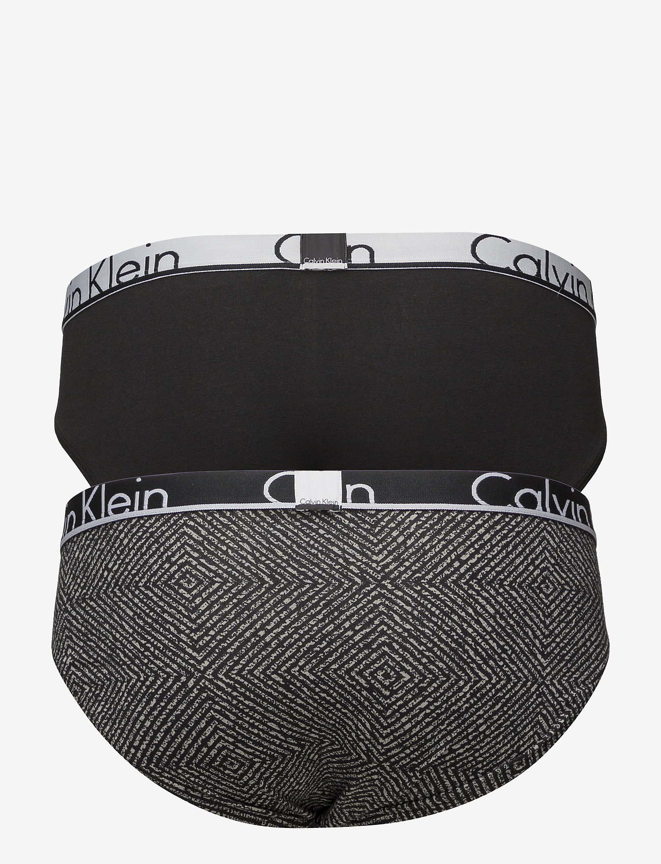 Calvin Klein - HIP BRIEF 2PK - gravel box print black/black solid - 2
