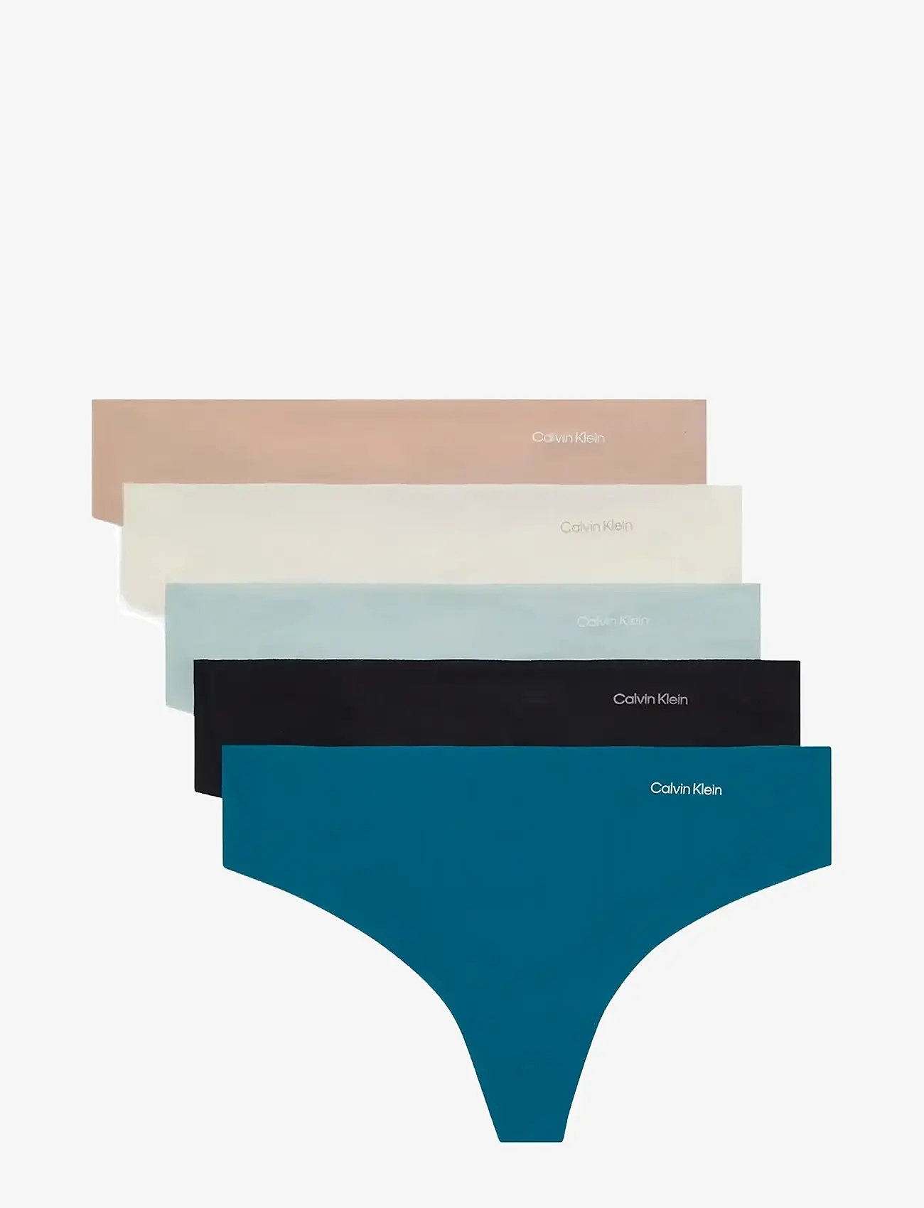 Calvin Klein - THONG 5PK - seamless trusser - teal marine/cloud blue/black/ ivory - 0
