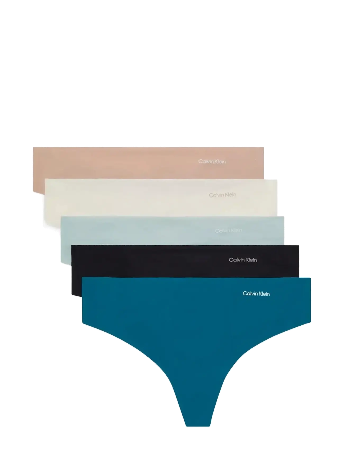 Calvin Klein THONG 5PK - String - TEAL MARINE/CLOUD BLUE/BLACK/ IVORY / black